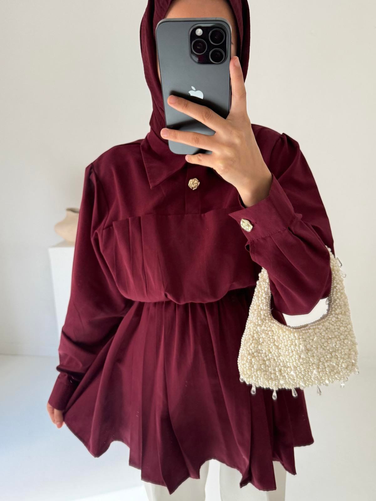 Eva Piliseli Gömlek - Bordo