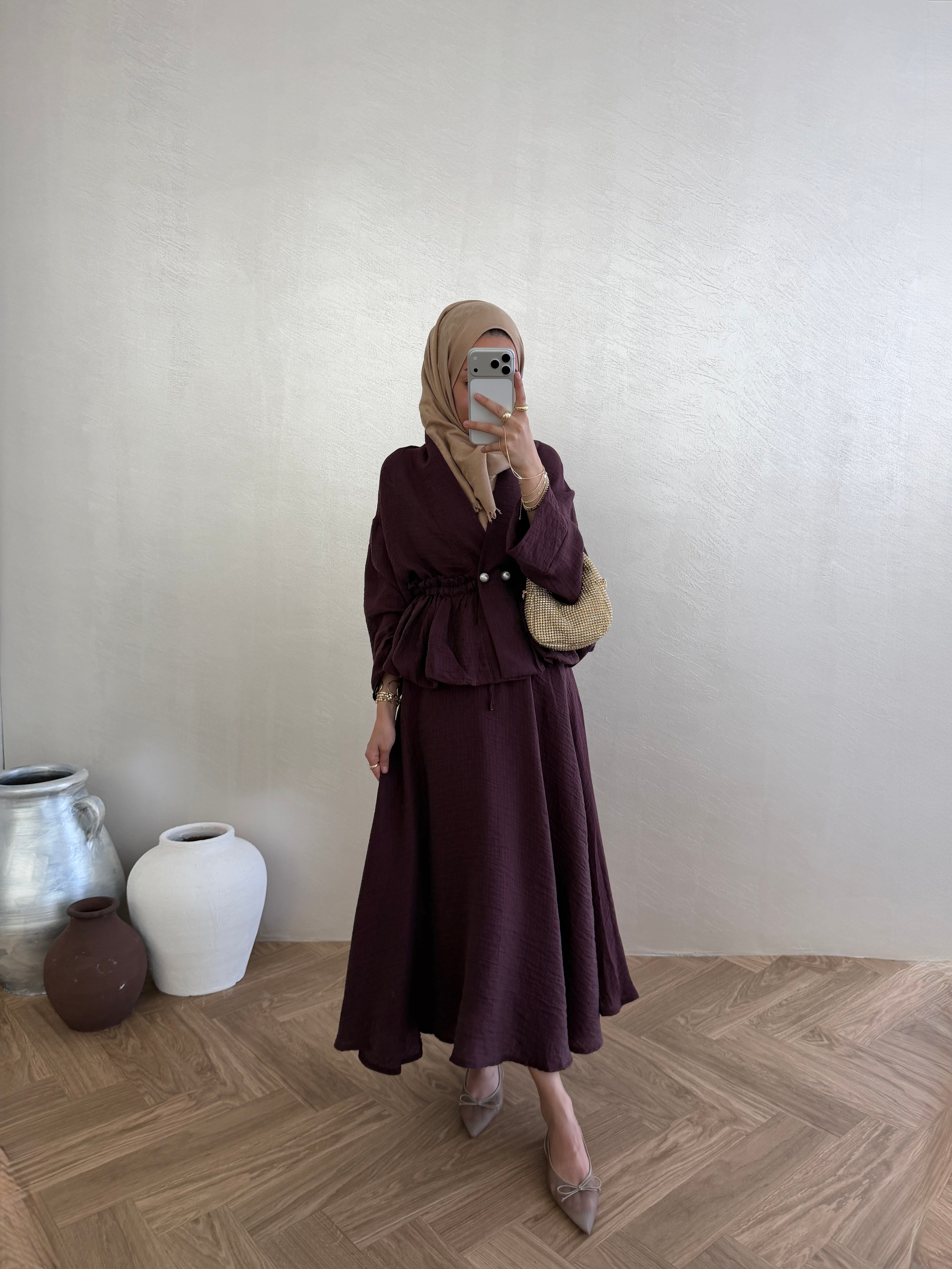 İncili Vual Takım - Bordo