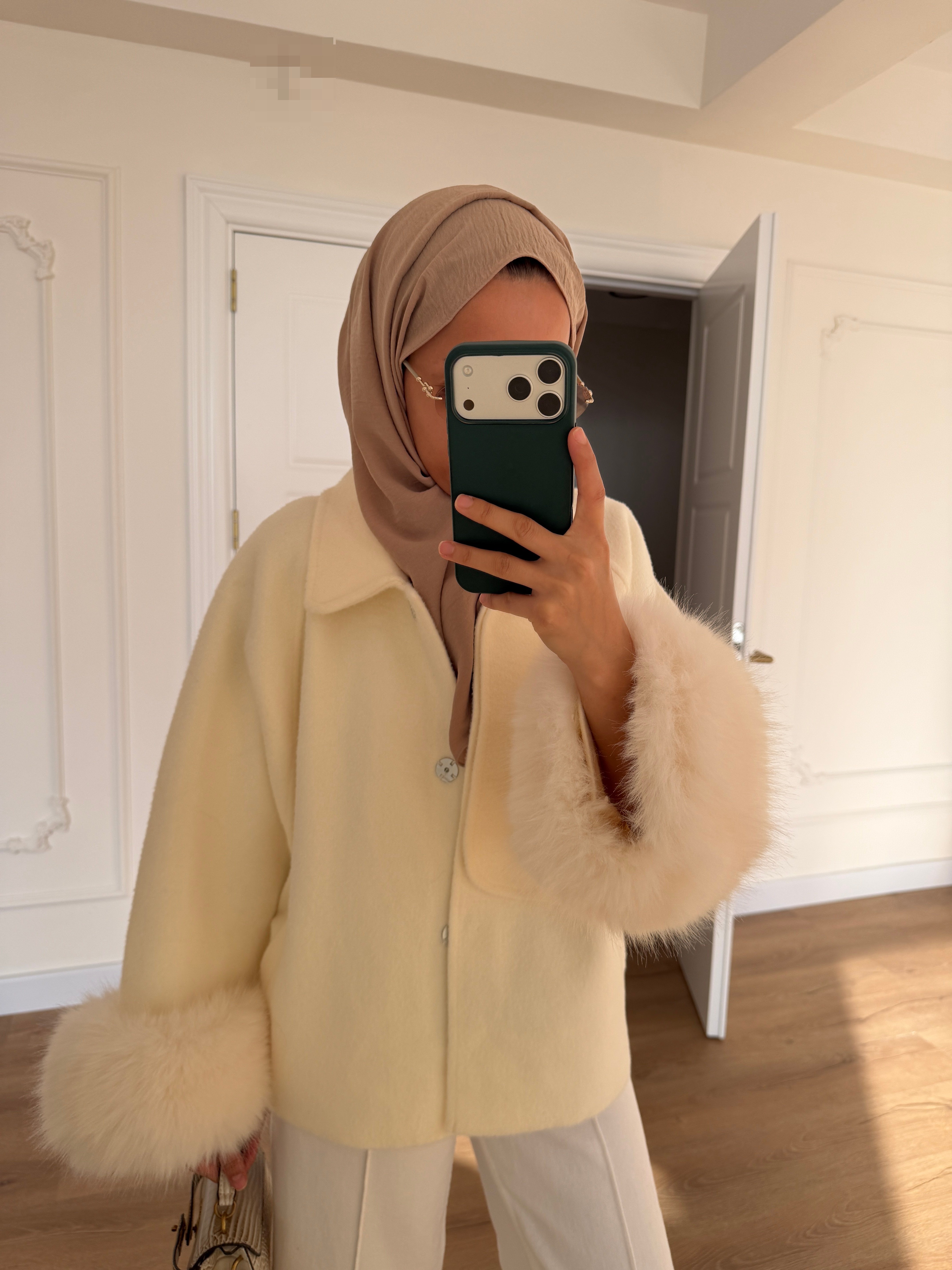 İthal  Angora Kürk - Ekru