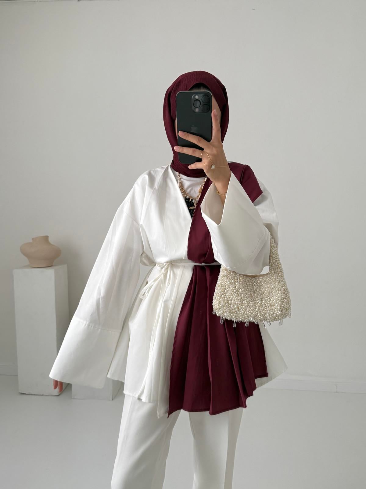 Kimono Gömlek - Bordo