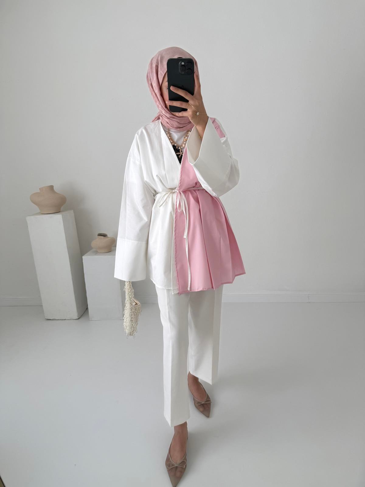 Kimono Gömlek - Pudra