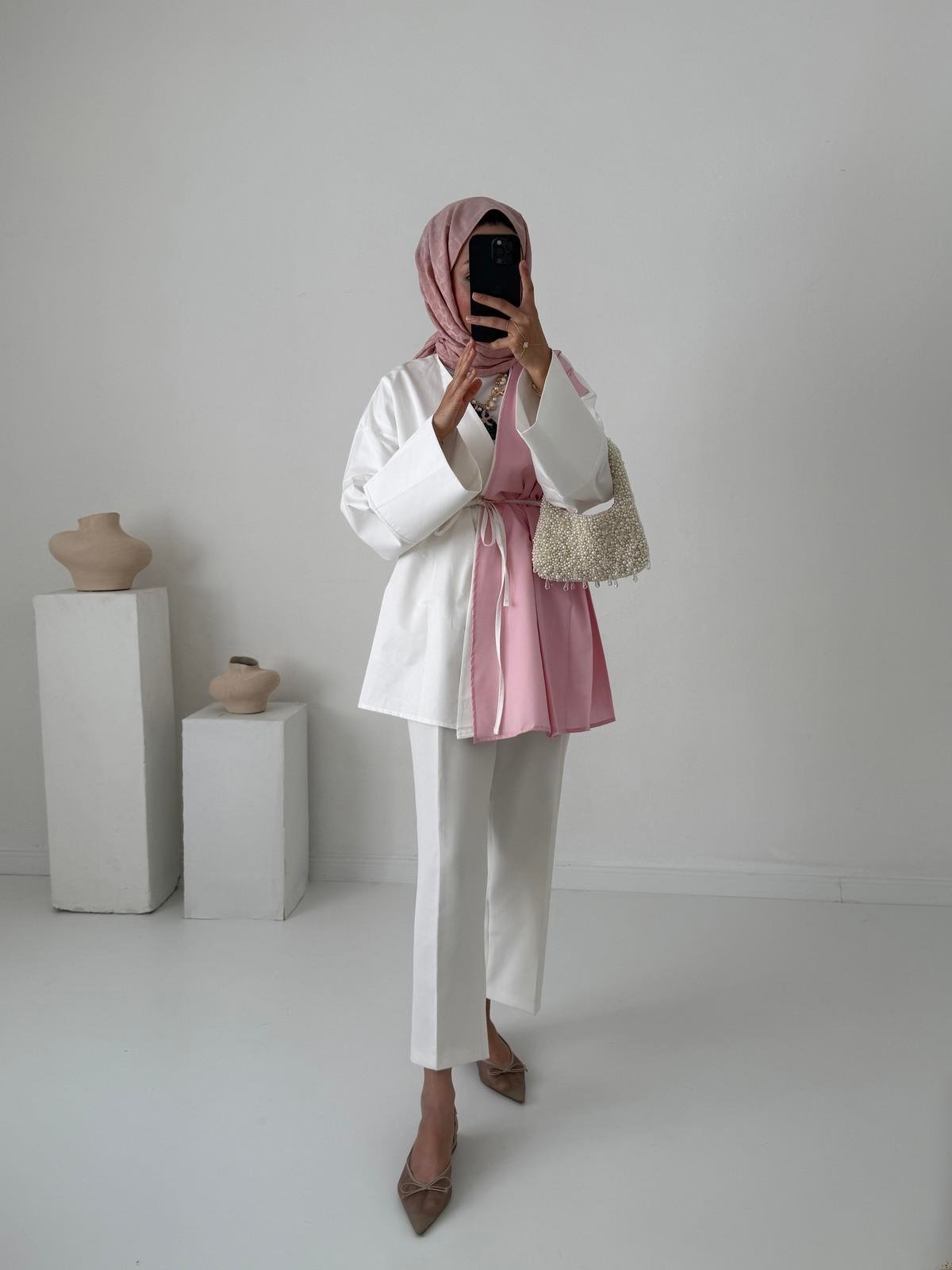 Kimono Gömlek - Pudra