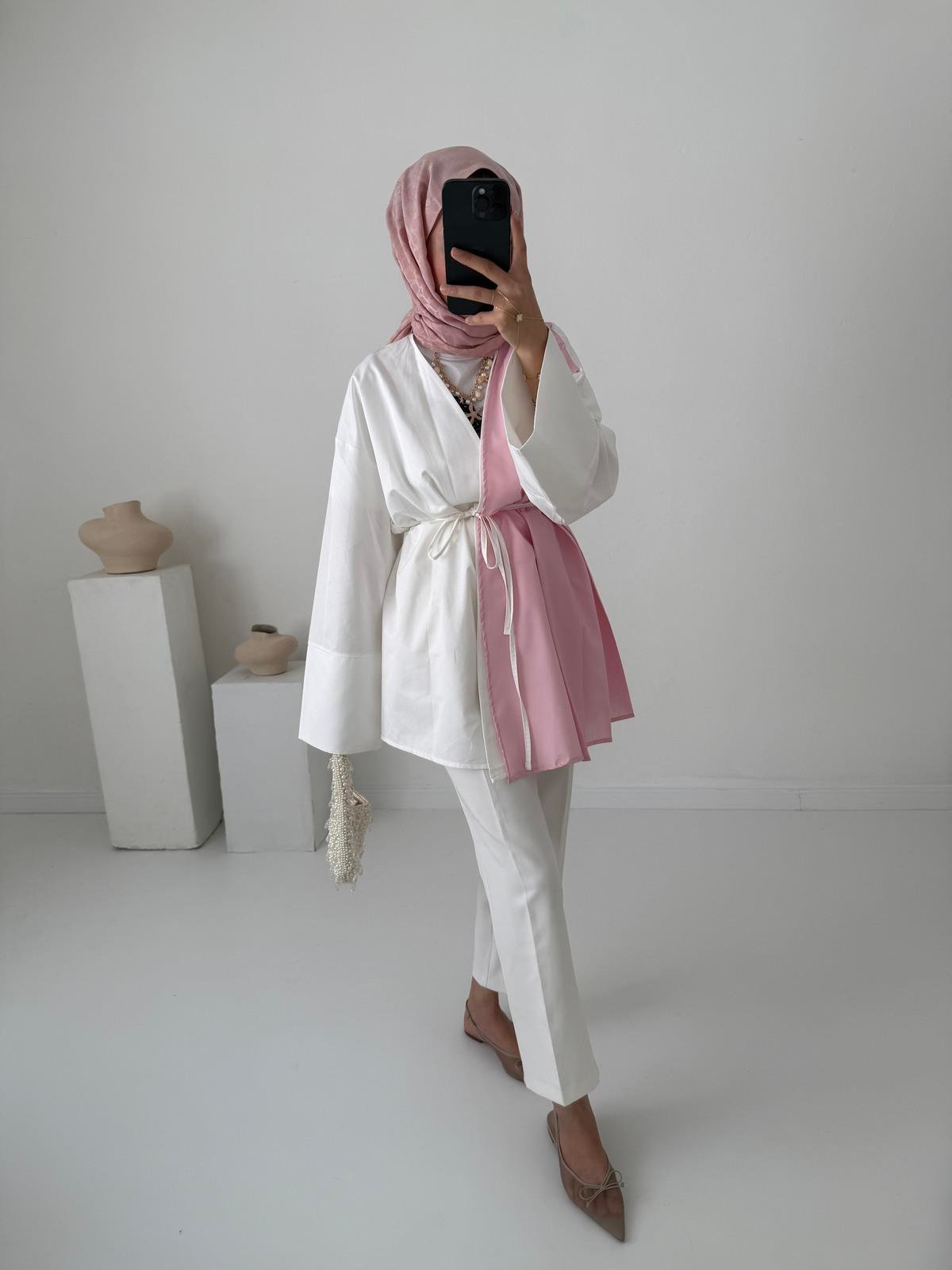 Kimono Gömlek - Pudra
