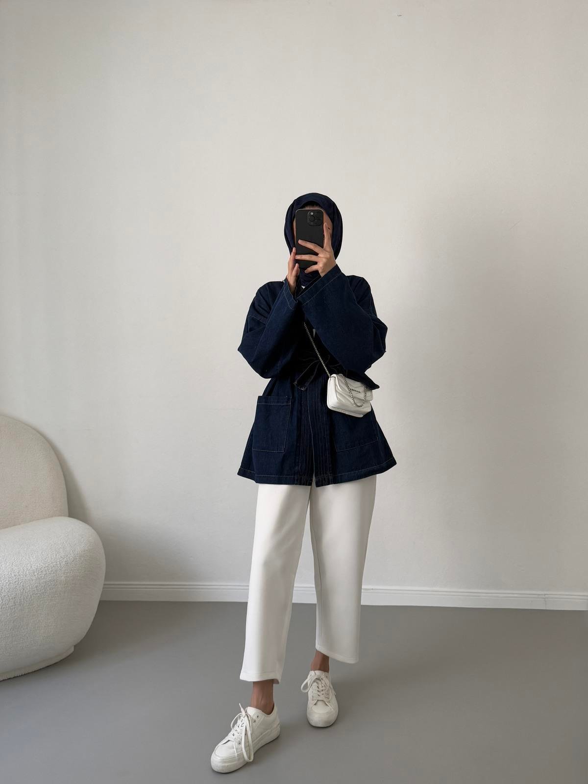 Kot Kimono Ceket - Koyu Kot