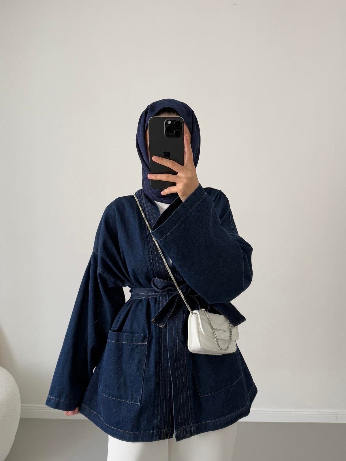 Kot Kimono Ceket - Koyu Kot