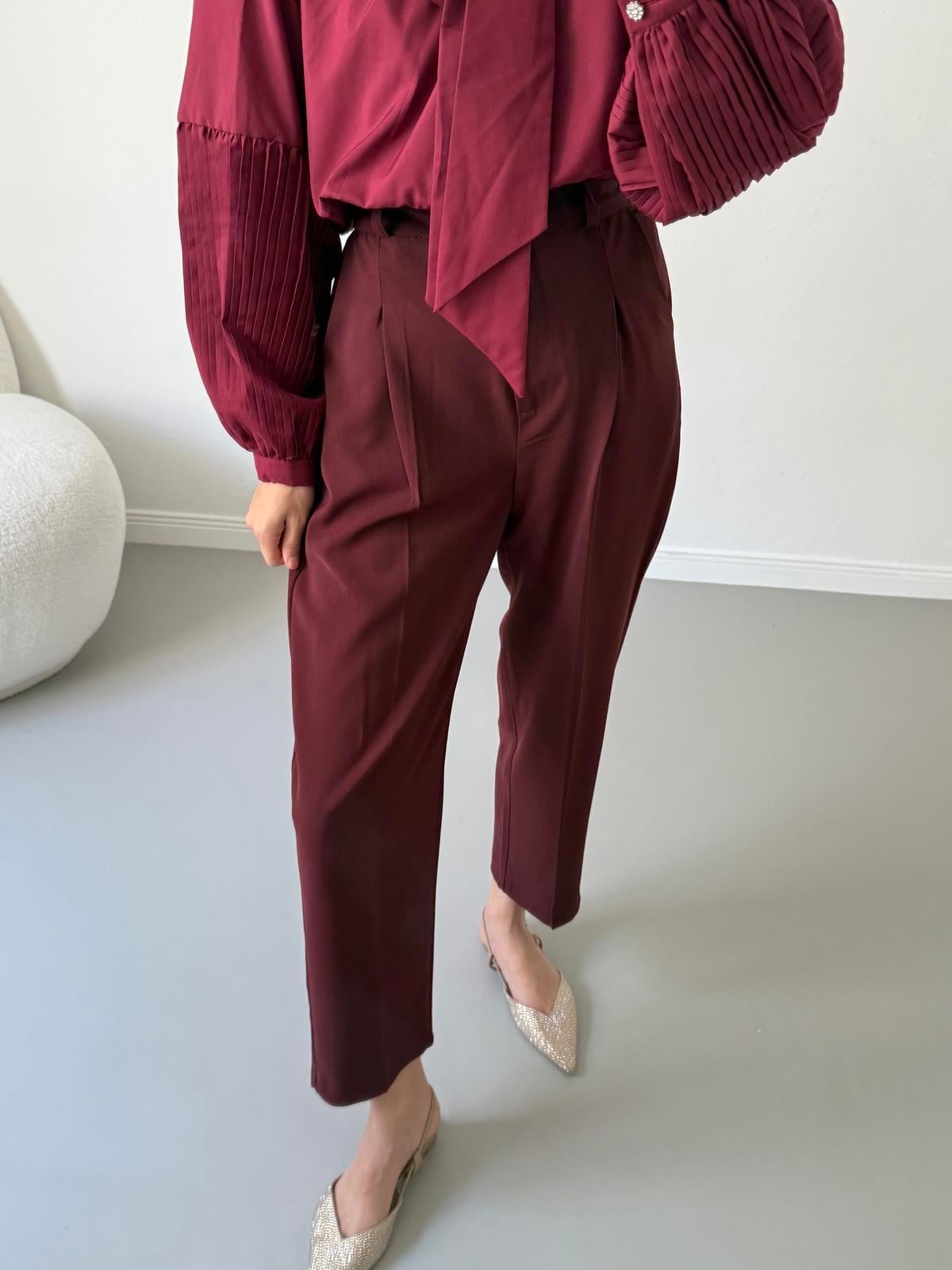 Kumaş Pantolon - Bordo 