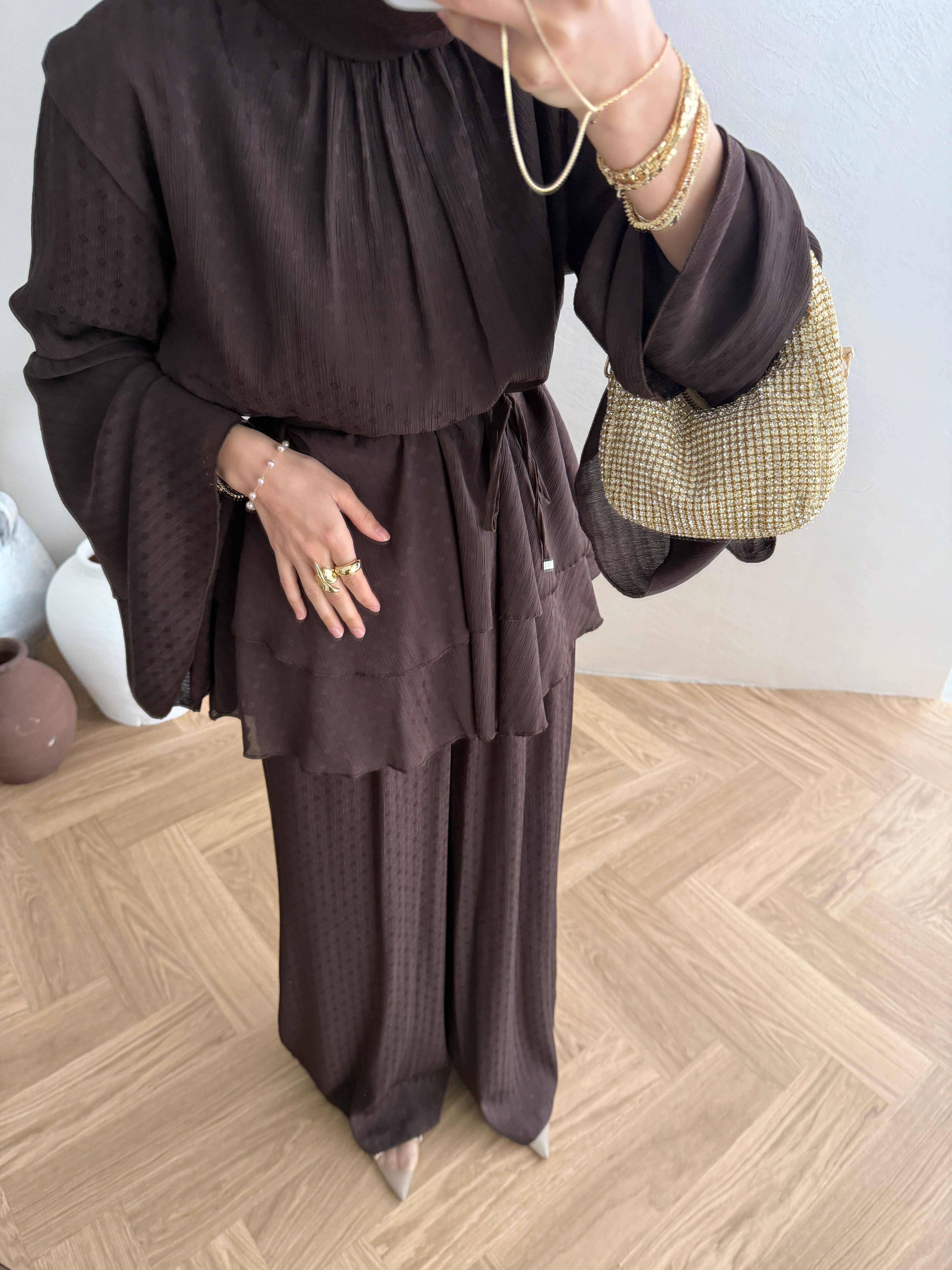Lavia Krep Takım - Kahve