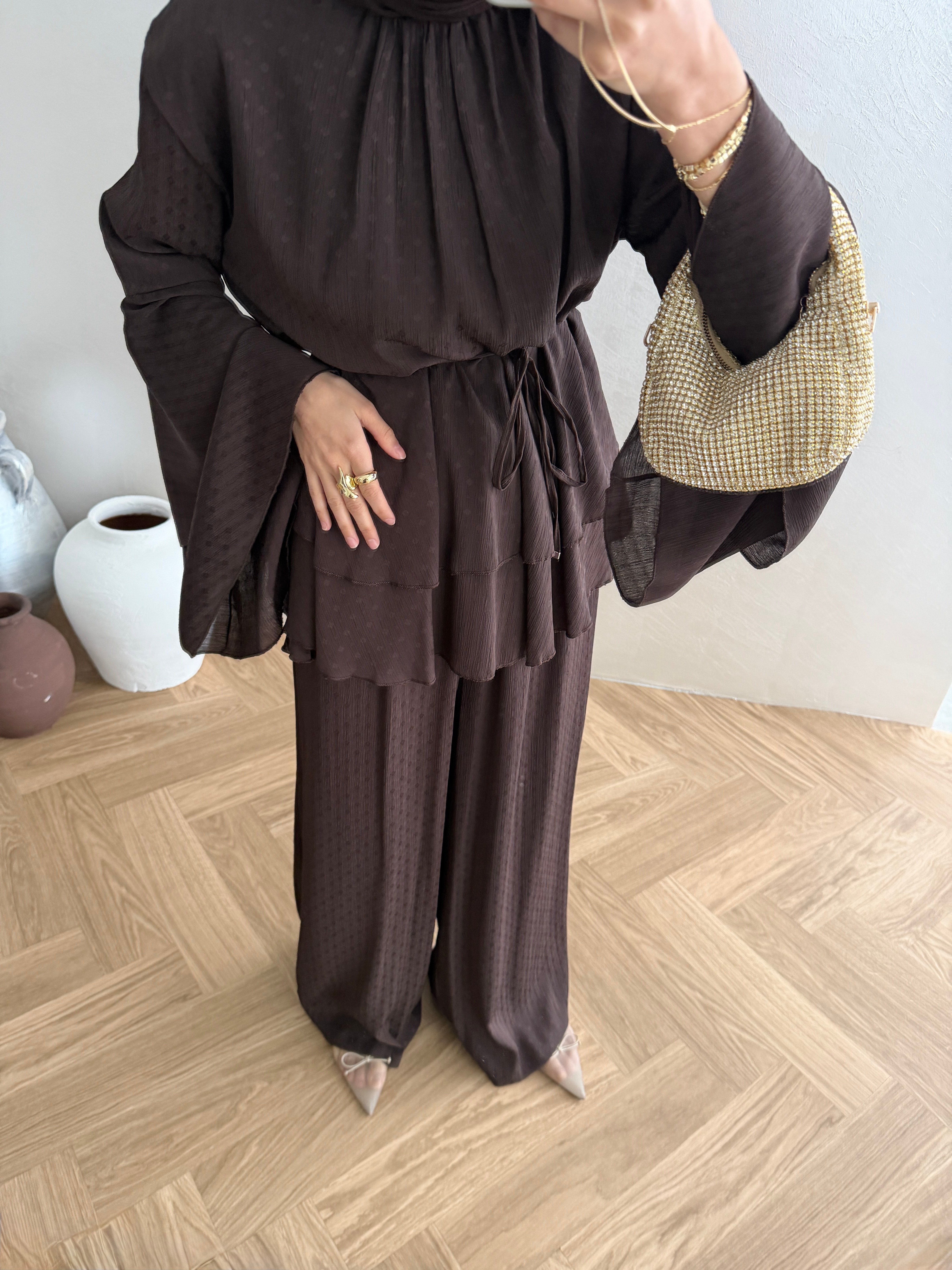 Lavia Krep Takım - Kahve