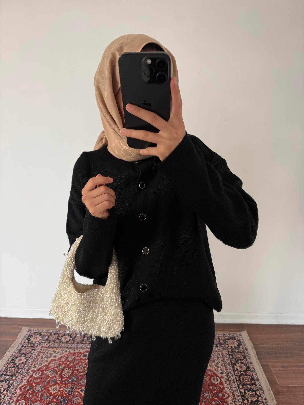 Merserize Triko Takım - Siyah