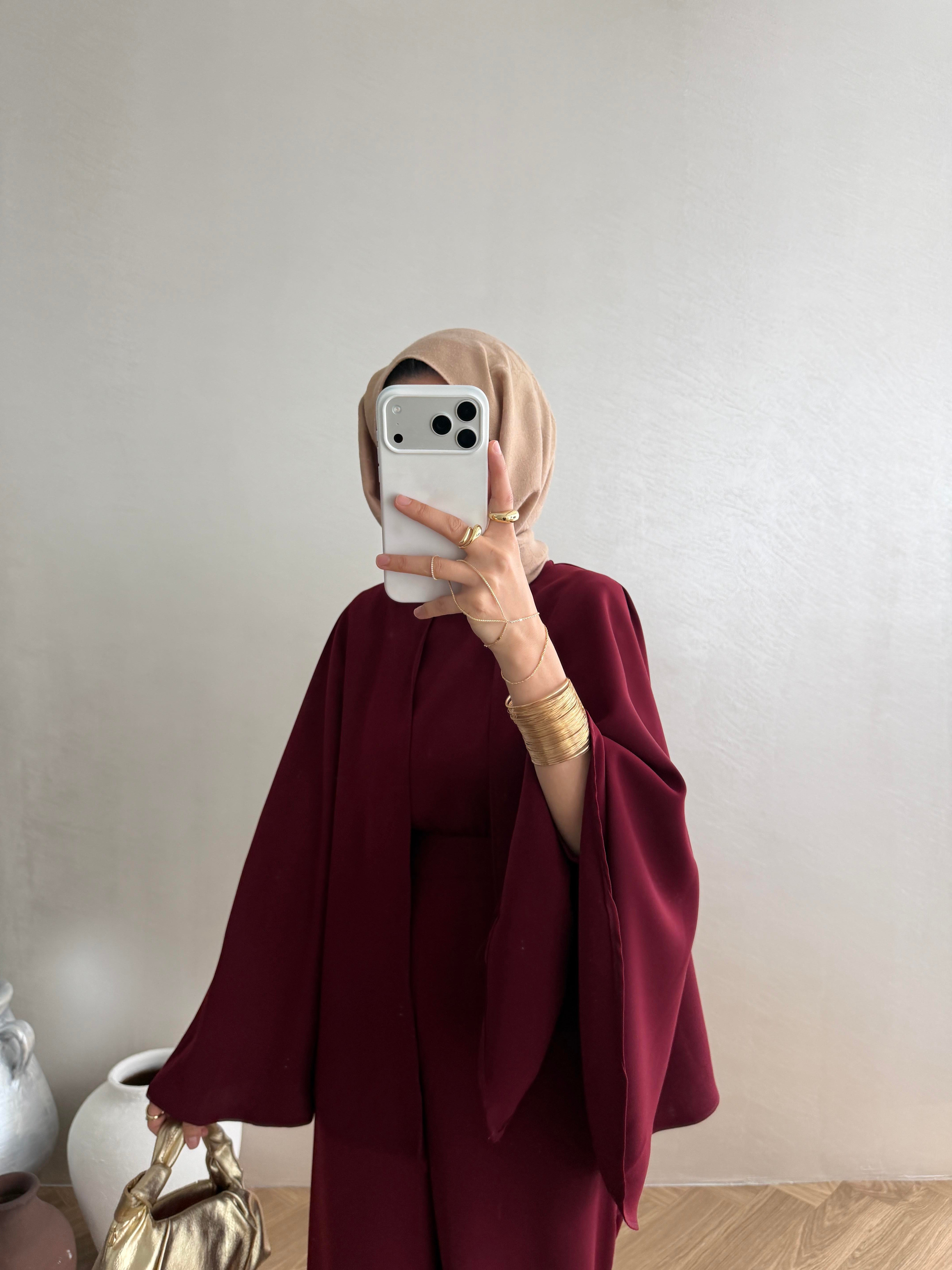 Pelerin Kemerli Takım - Bordo