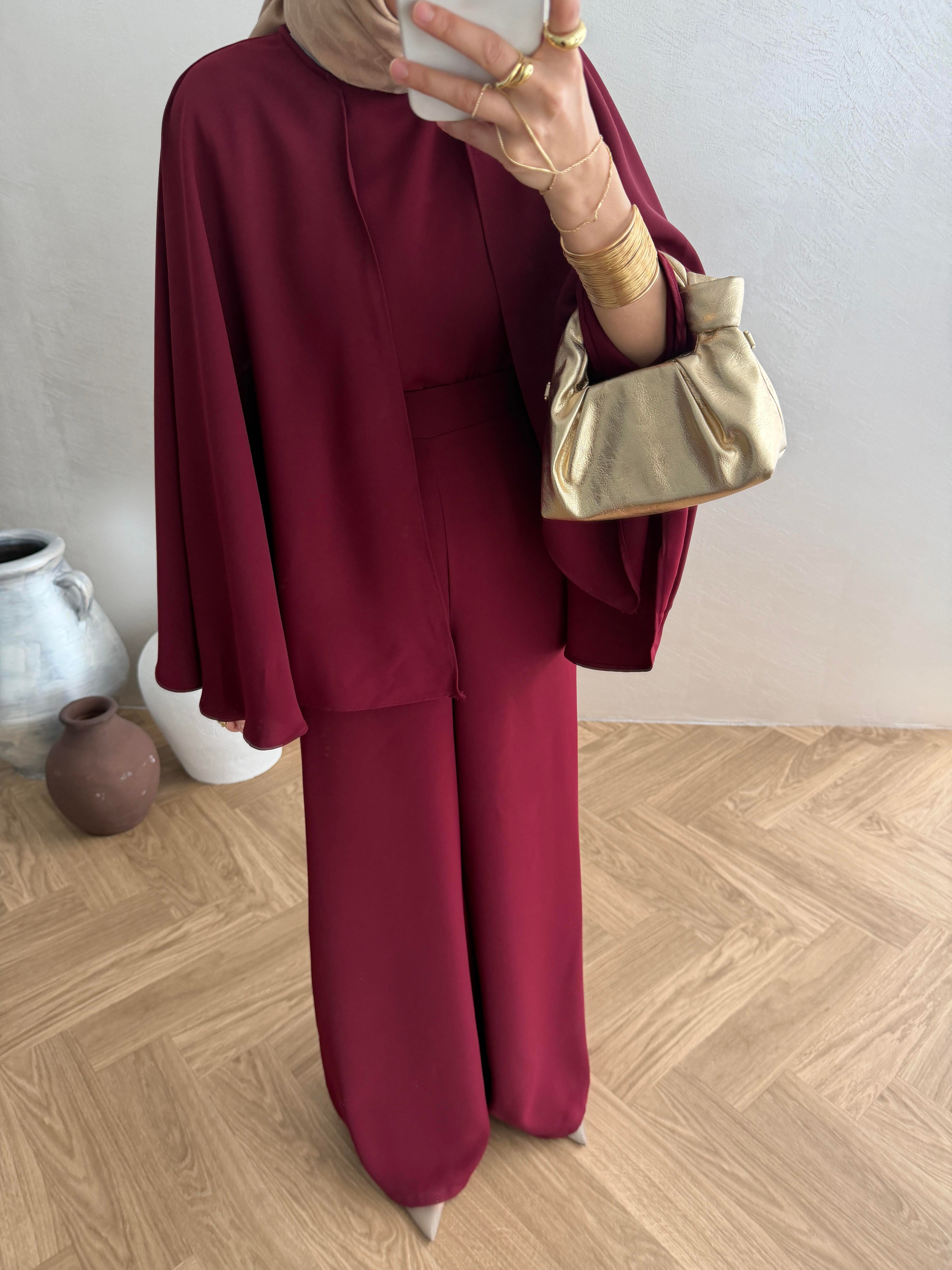Pelerin Kemerli Takım - Bordo