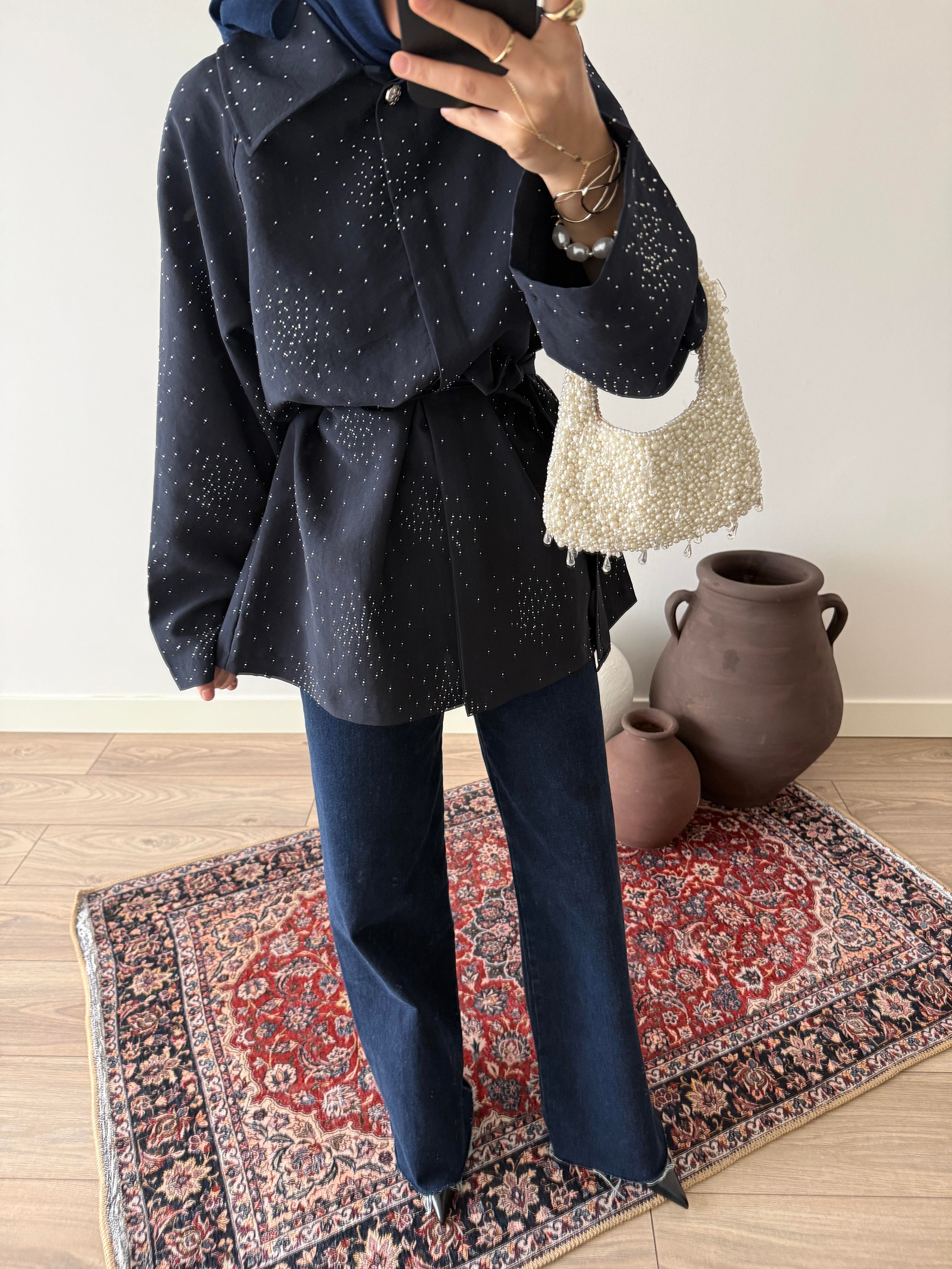 Pera Taşlı Ceket - Lacivert