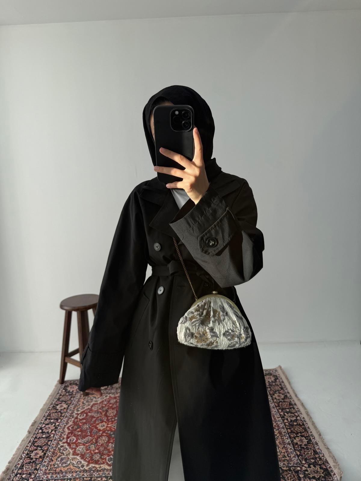 Premium Kalite Trençkot - Siyah