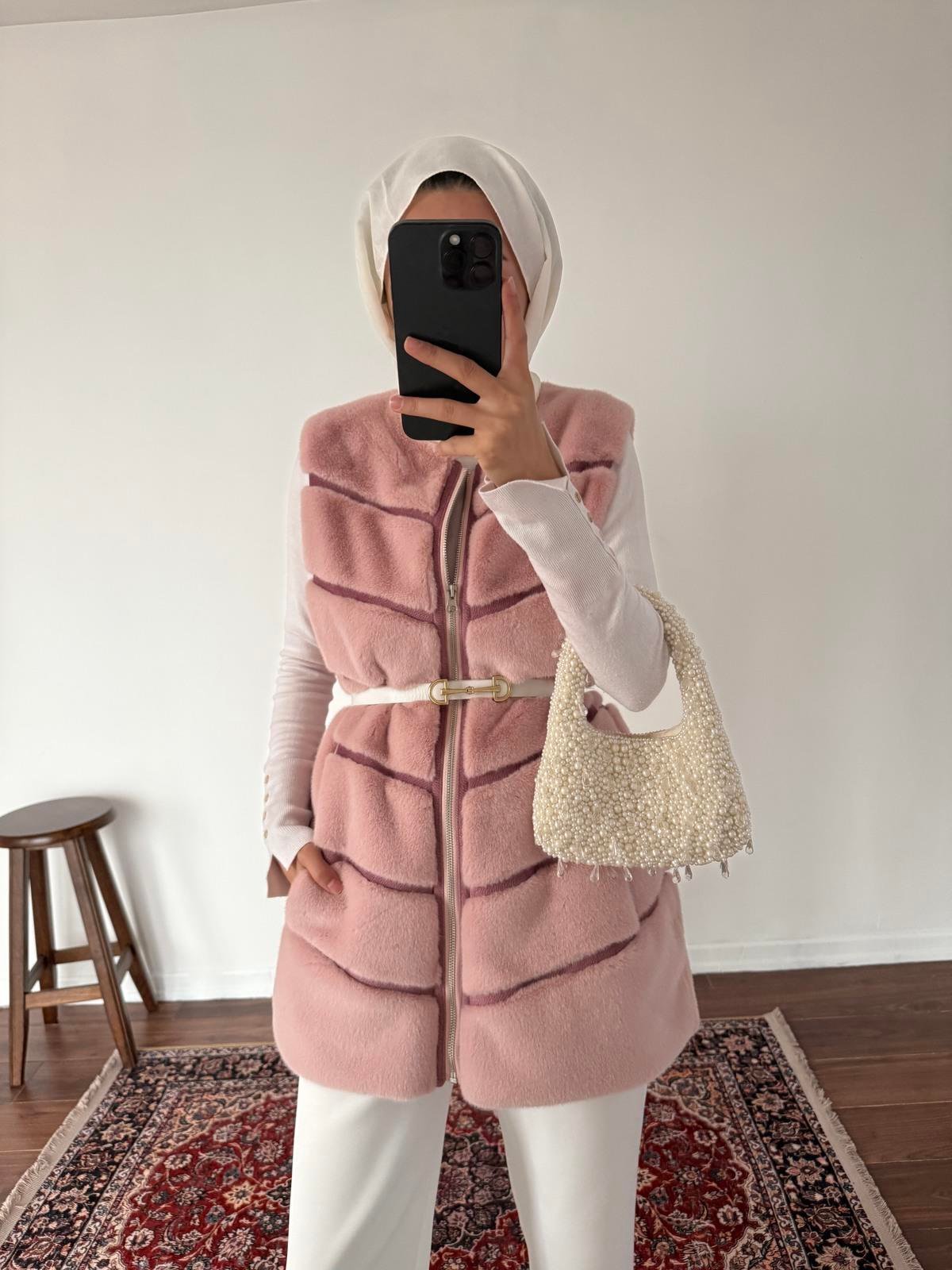 Premium Kürk Yelek - Pembe