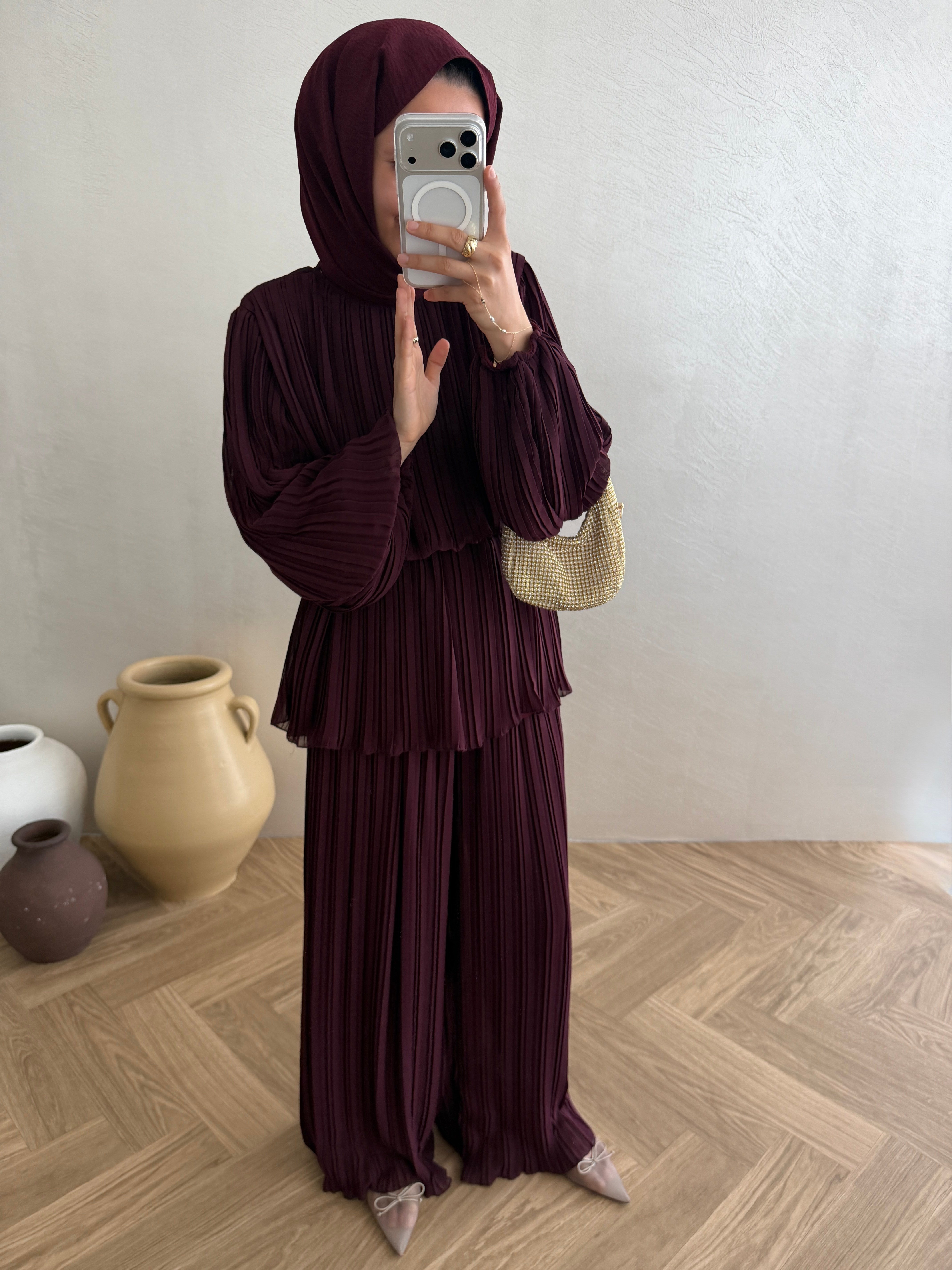 Premium Piliseli Takım - Bordo