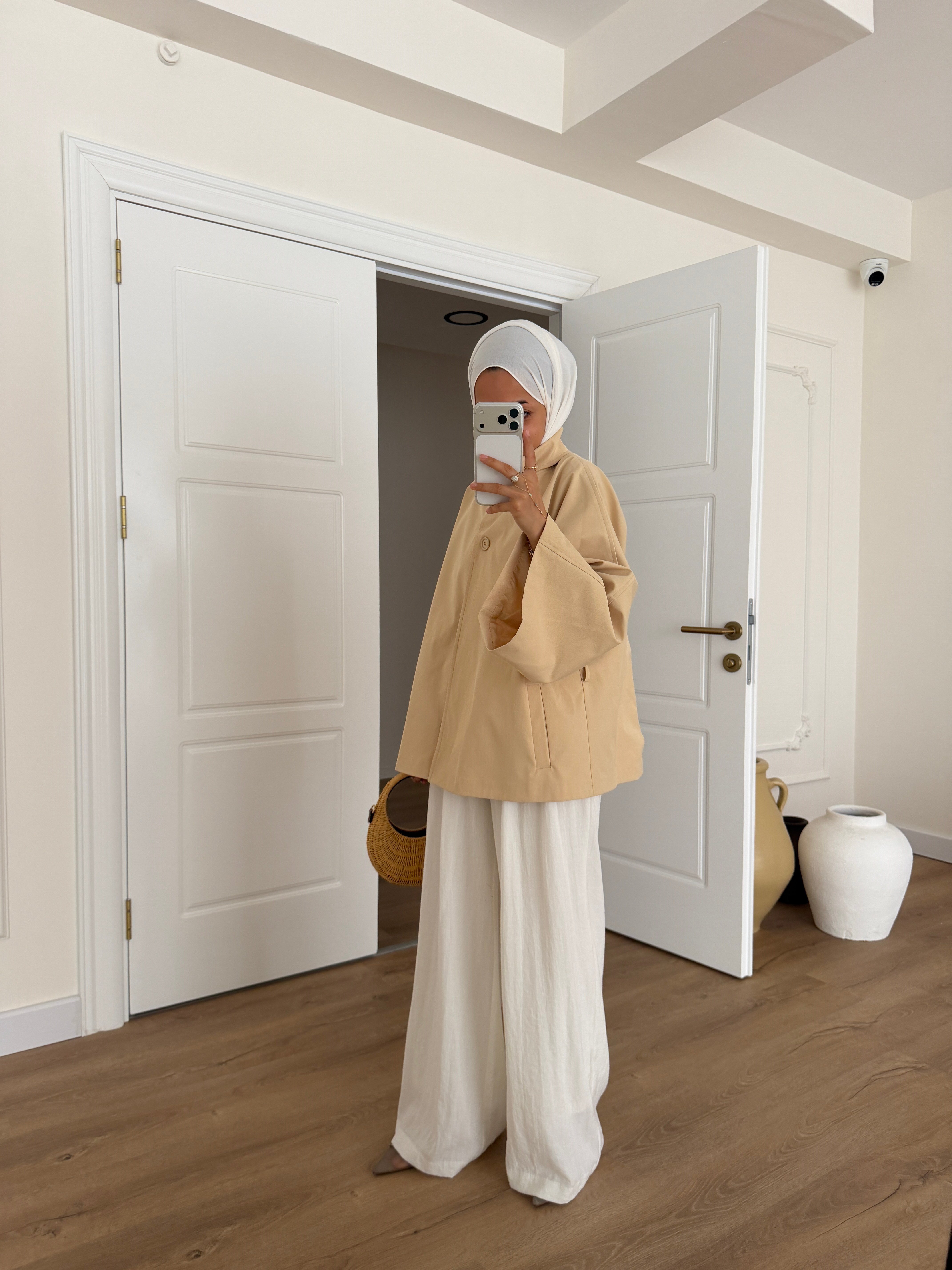 Premium Taş Kemerli Trençkot - Camel
