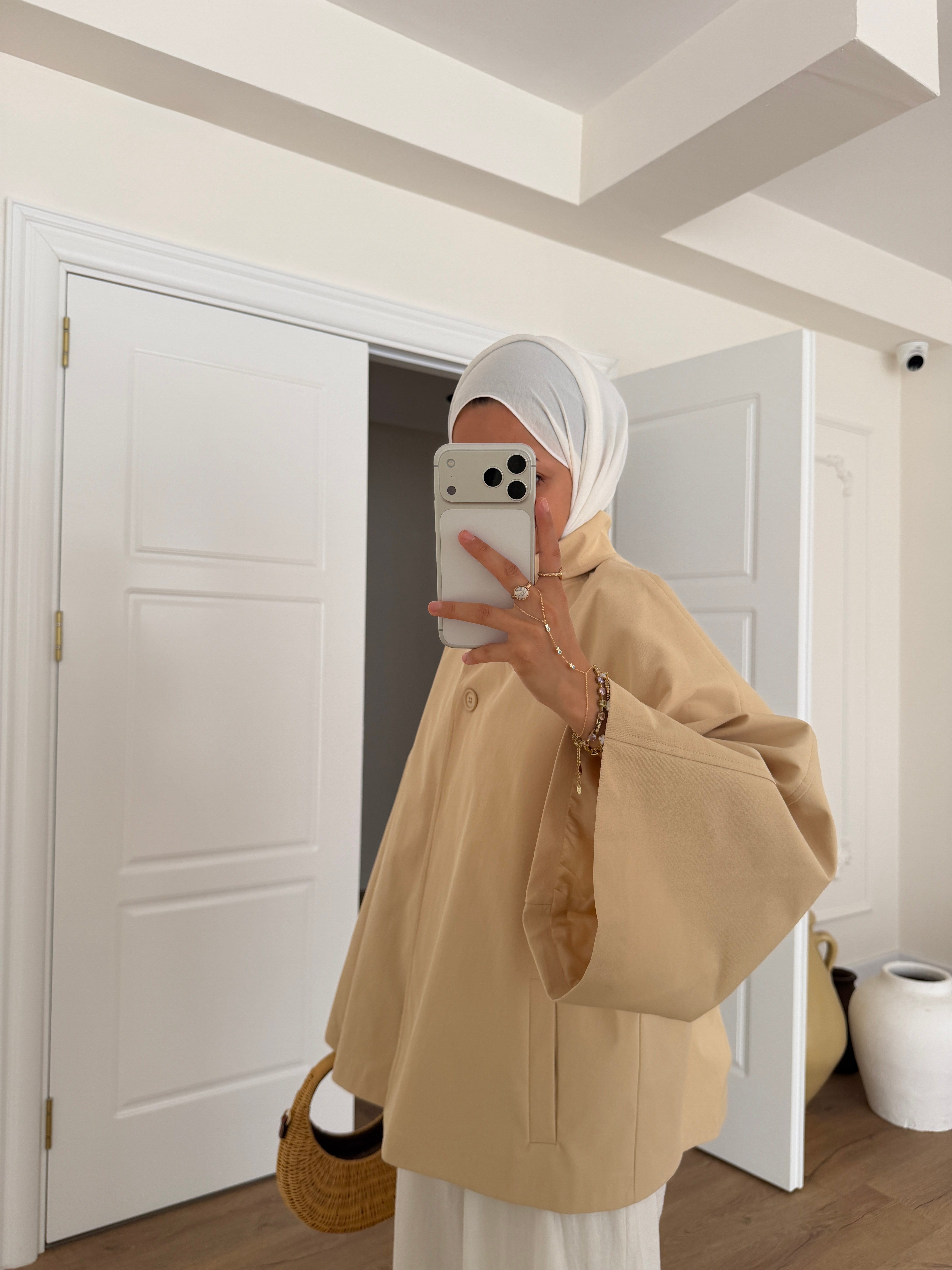 Premium Taş Kemerli Trençkot - Camel