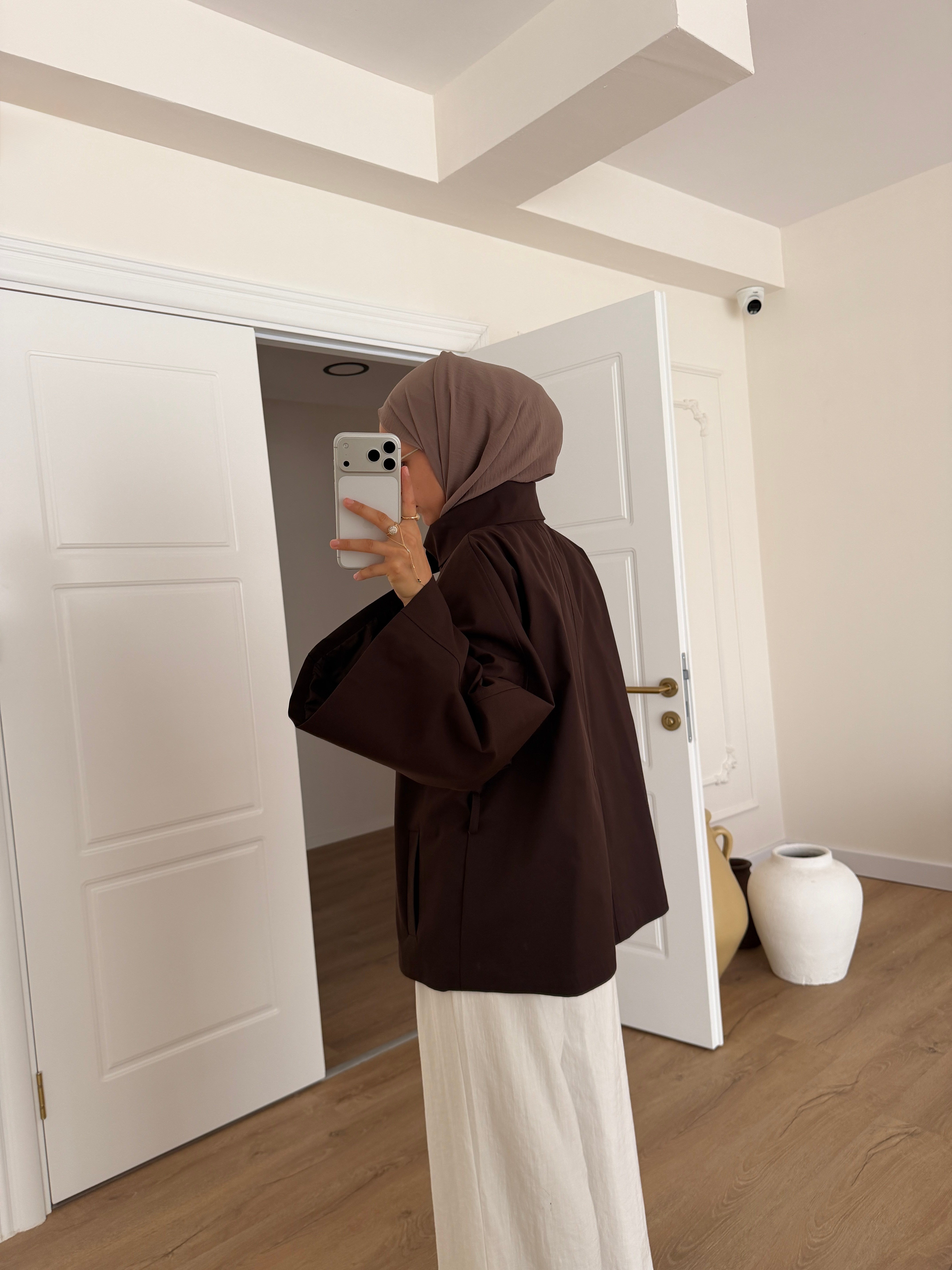Premium Taş Kemerli Trençkot - Kahve