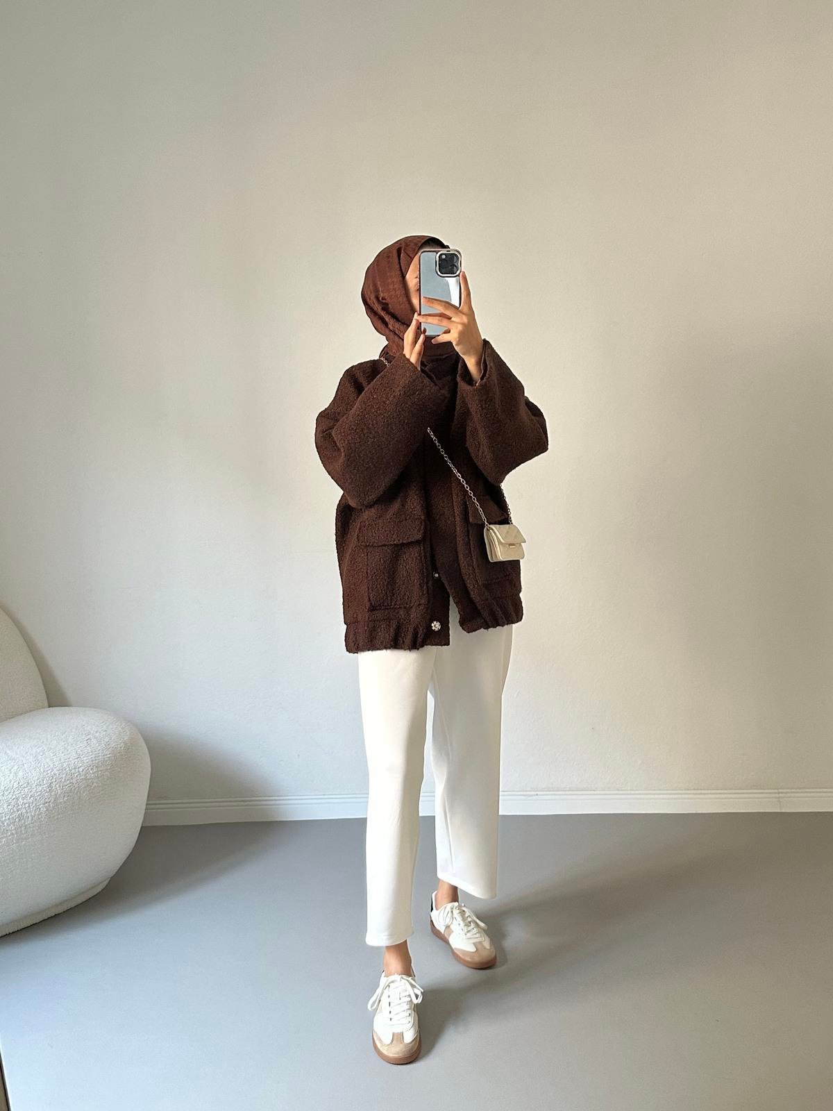Premium Teddy Ceket - Kahve