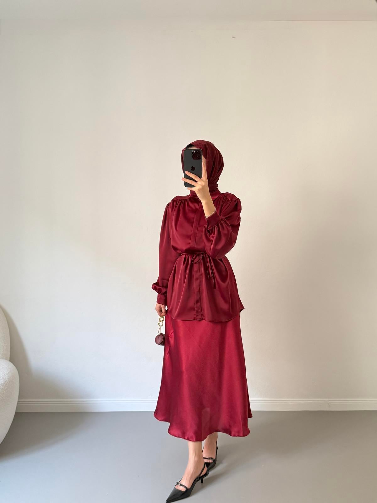 Saten Etek - Bordo