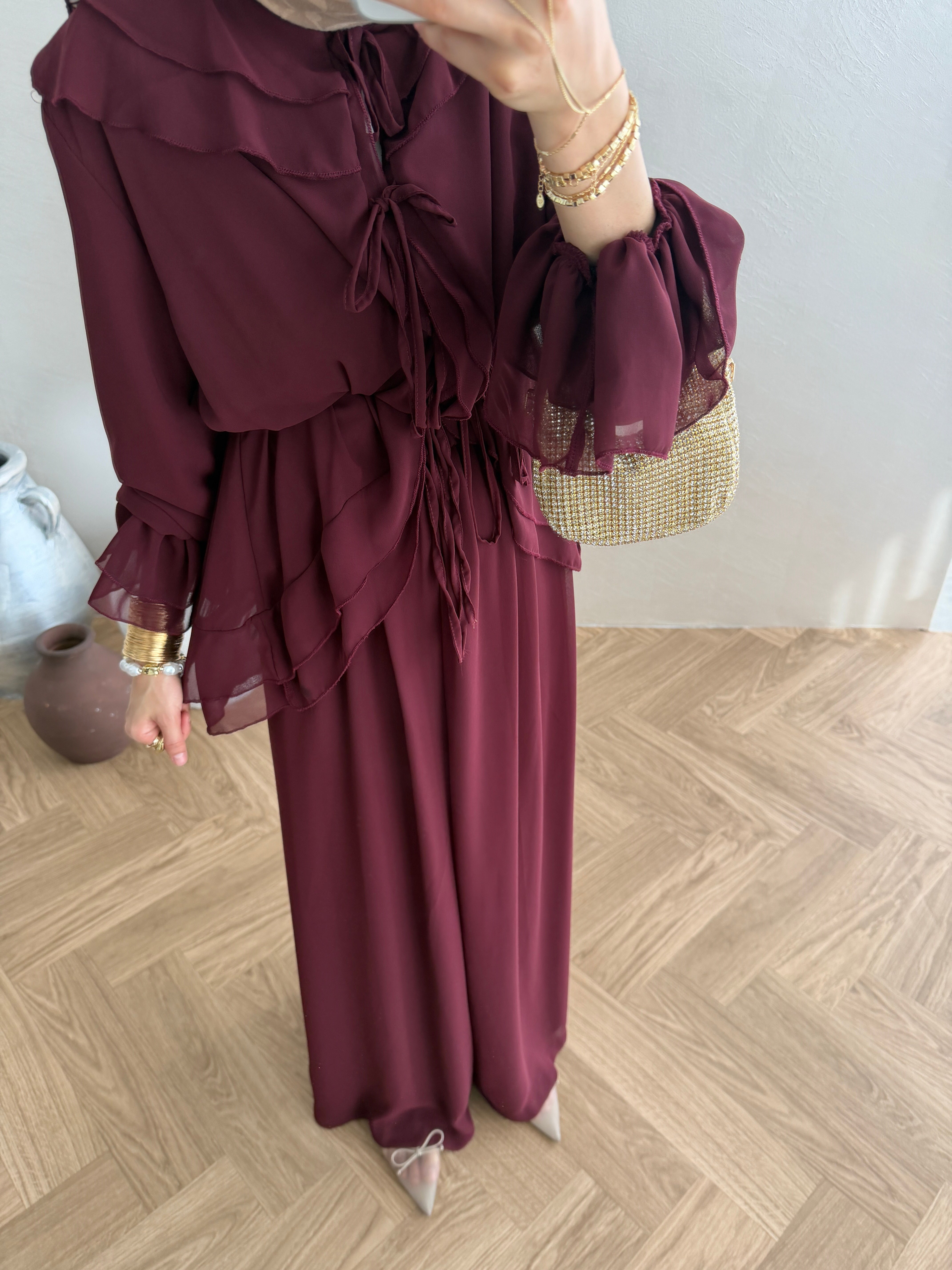 Şifon Tasarım Takım - Bordo