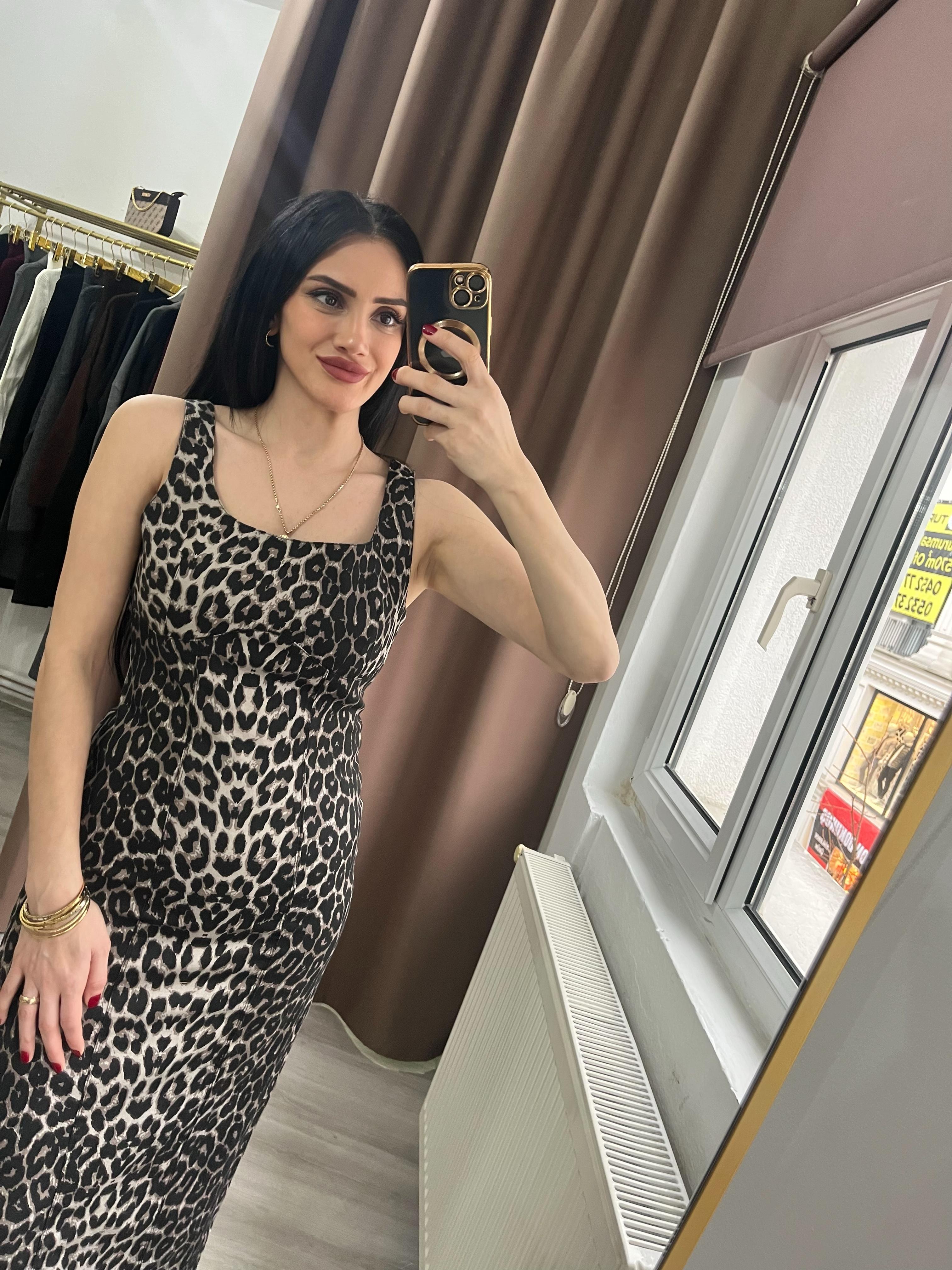 Leopar Kalem Elbise