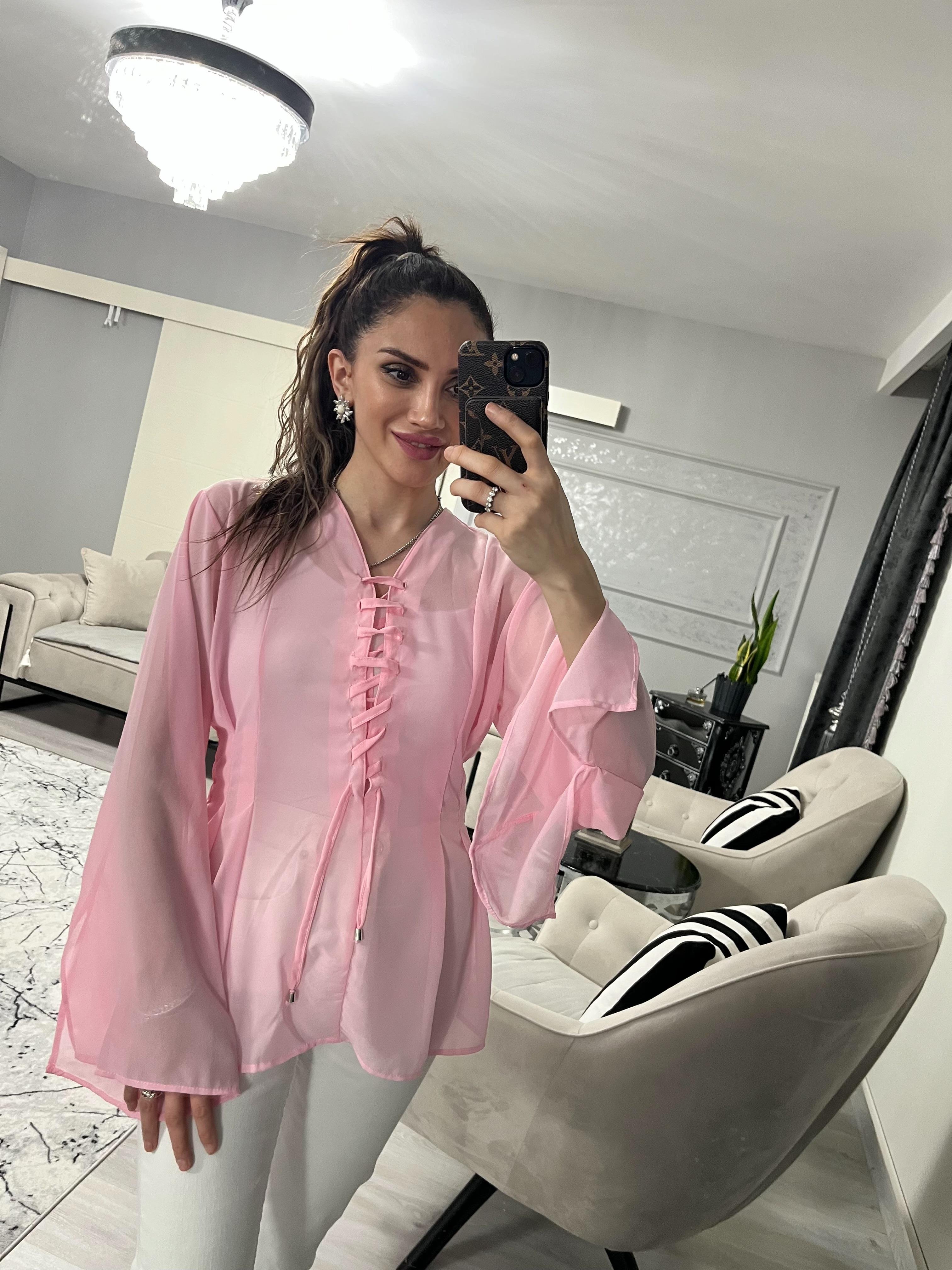 Pembe Şifon Bluz