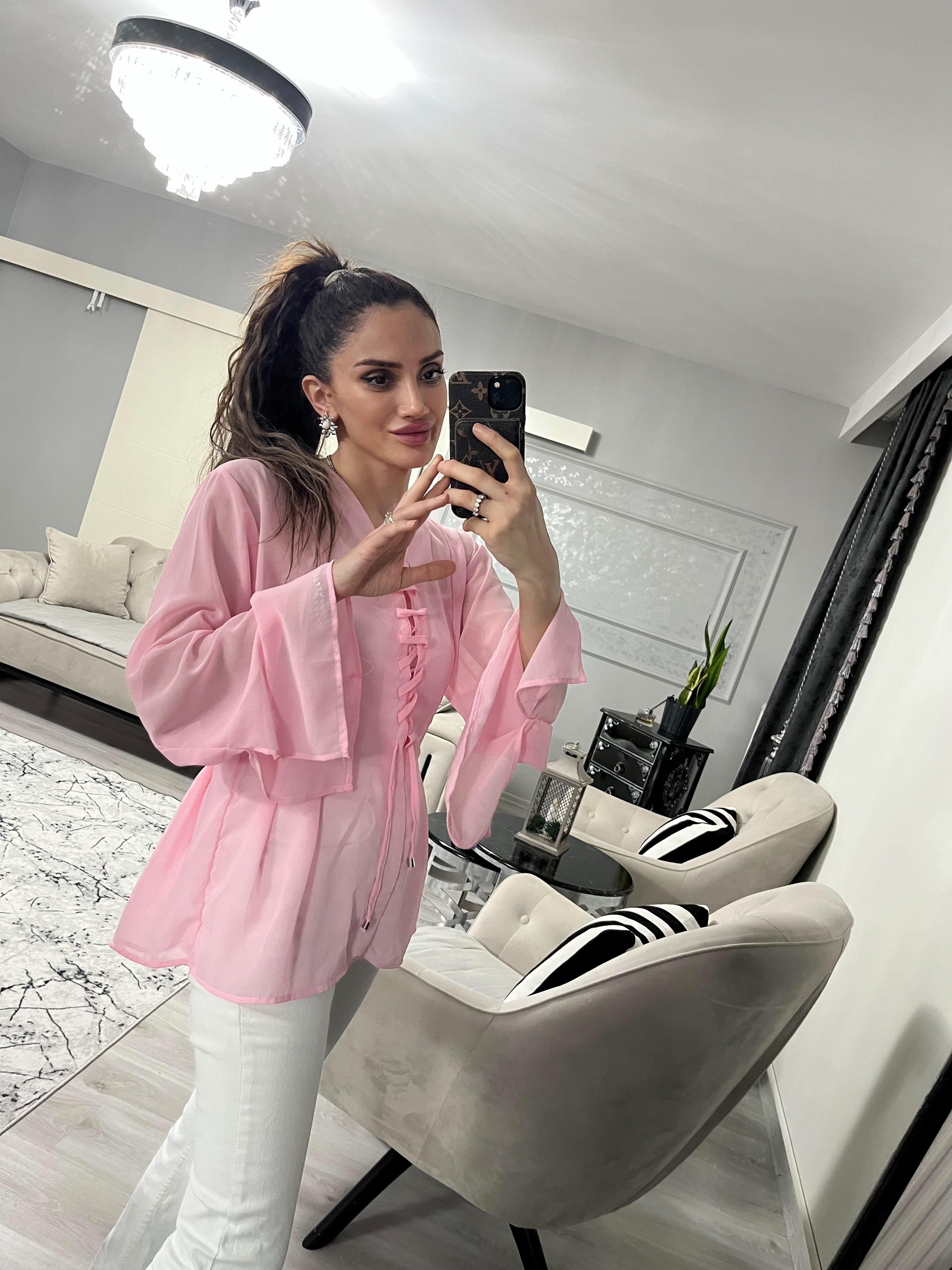Pembe Şifon Bluz