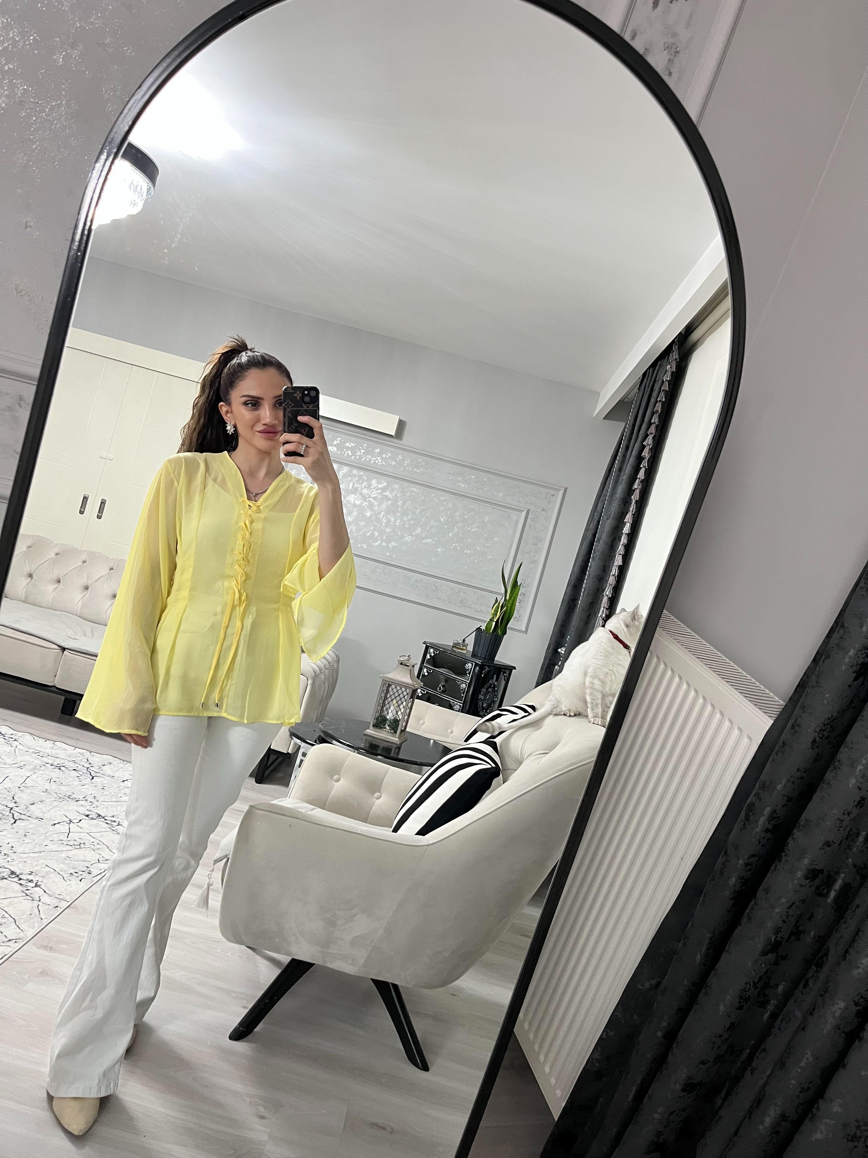 Sarı Şifon Bluz