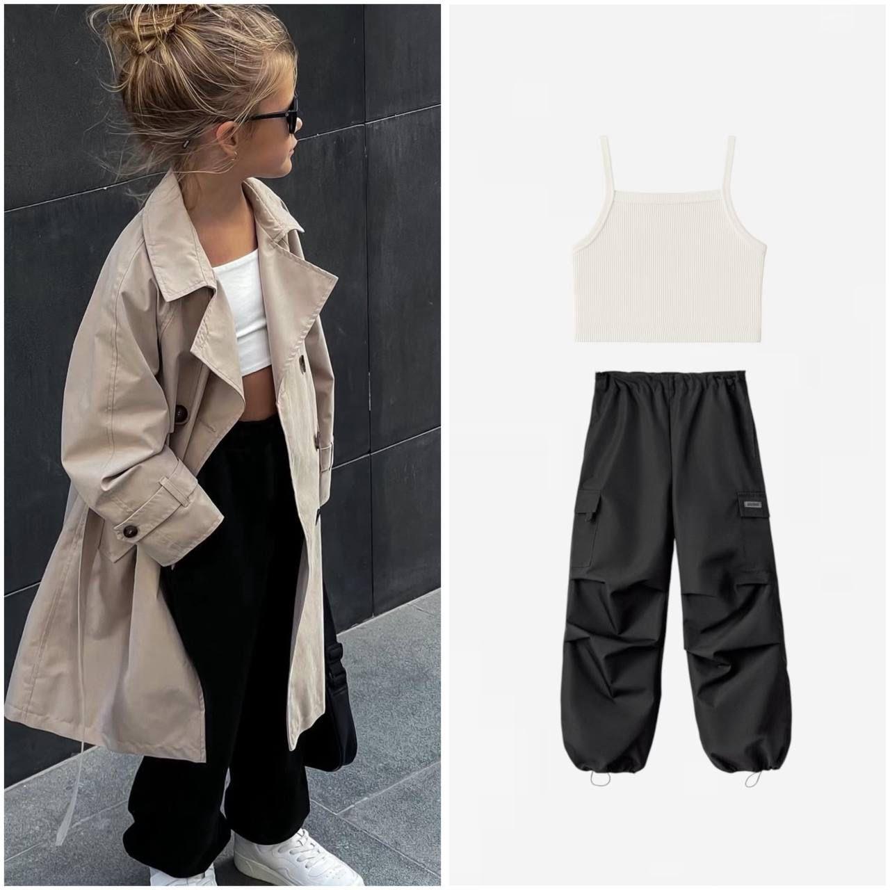Askılı Crop Paraşüt Pantolon Alt-Üst Takım