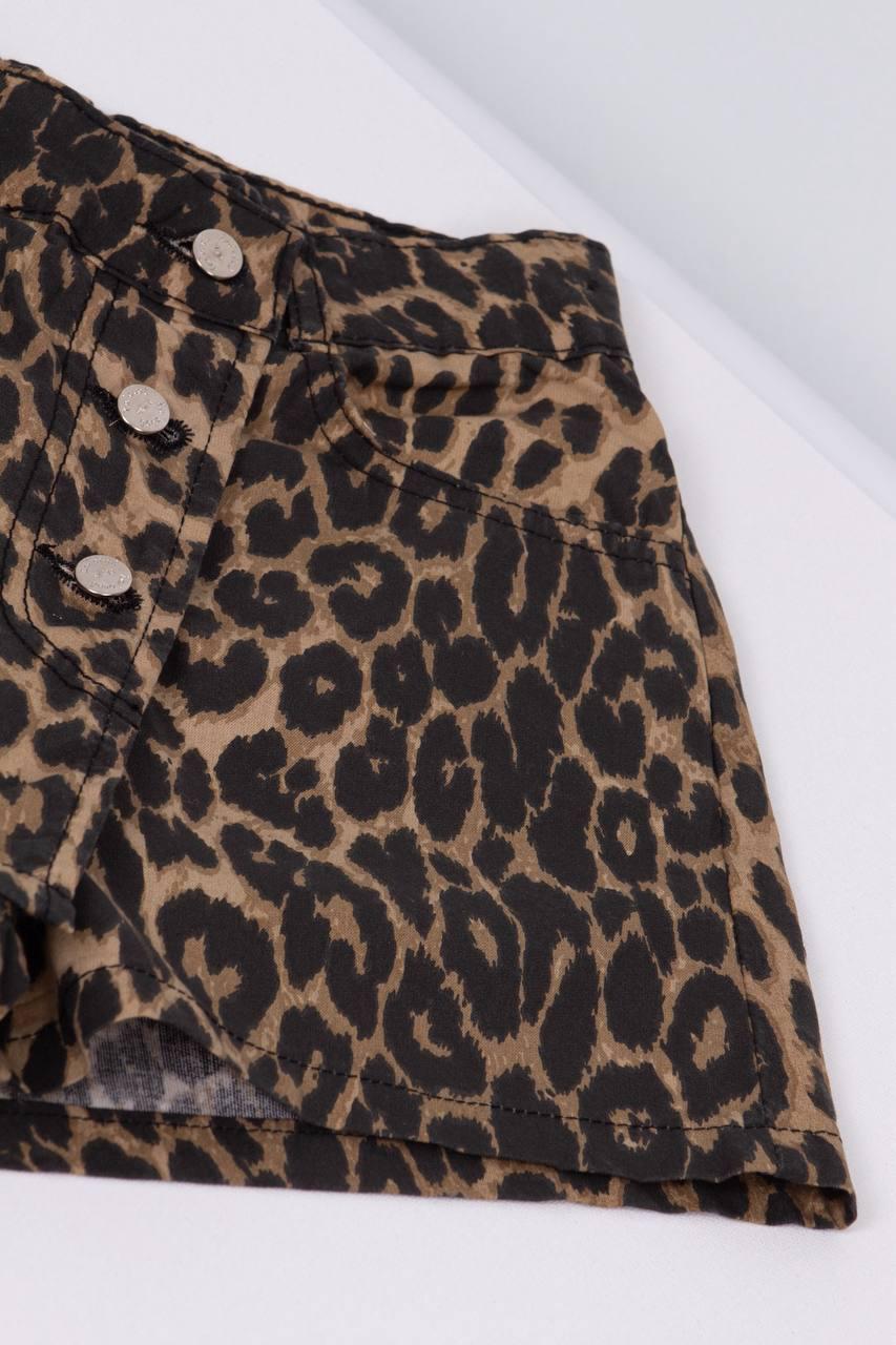 Leopar Desenli Şort Etek