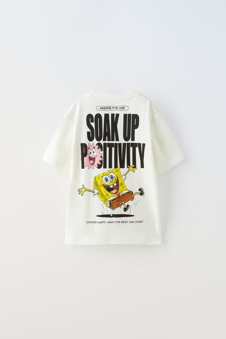 Sünger Bob Sırt Baskılı T-Shirt