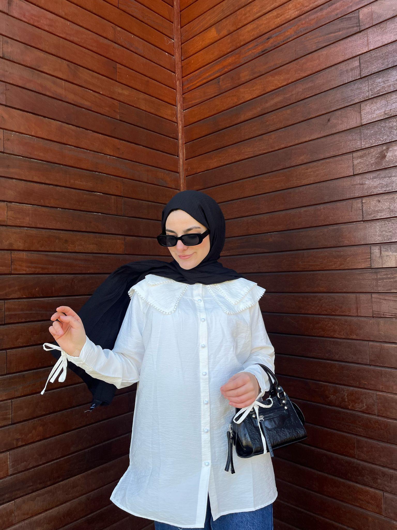 ÇİFT YAKA DANTELLİ GÖMLEK 