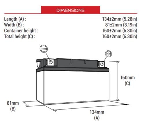 BS BATTERY BB12AL-A2 (DRY) Motosiklet Aküsü