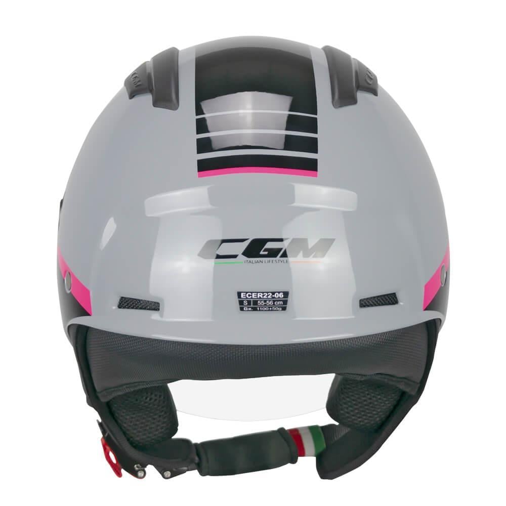 CGM 116G AIR BICO Açık Kask GRİ-PEMBE Uzun Vizör+Güneş Vizörlü -L