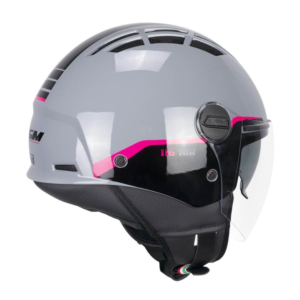 CGM 116G AIR BICO Açık Kask GRİ-PEMBE Uzun Vizör+Güneş Vizörlü -L