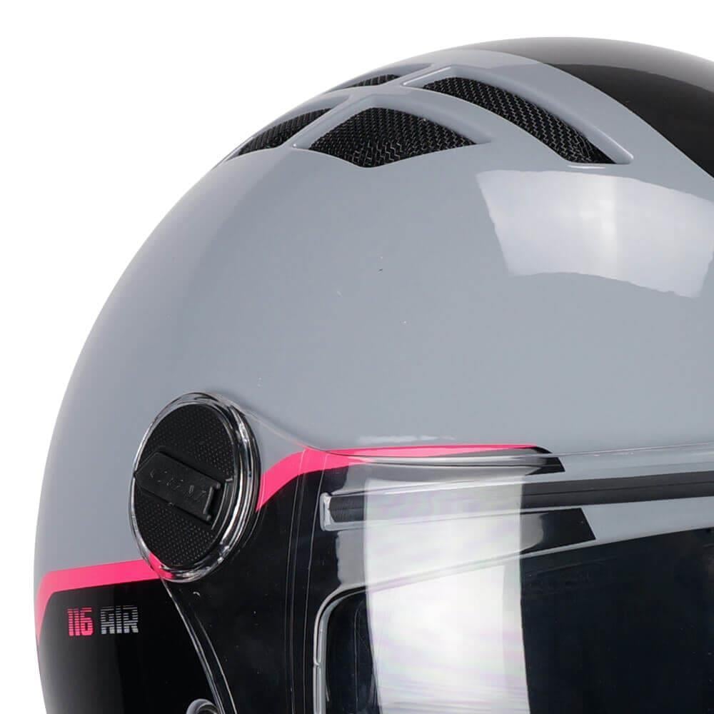 CGM 116G AIR BICO Açık Kask GRİ-PEMBE Uzun Vizör+Güneş Vizörlü -L