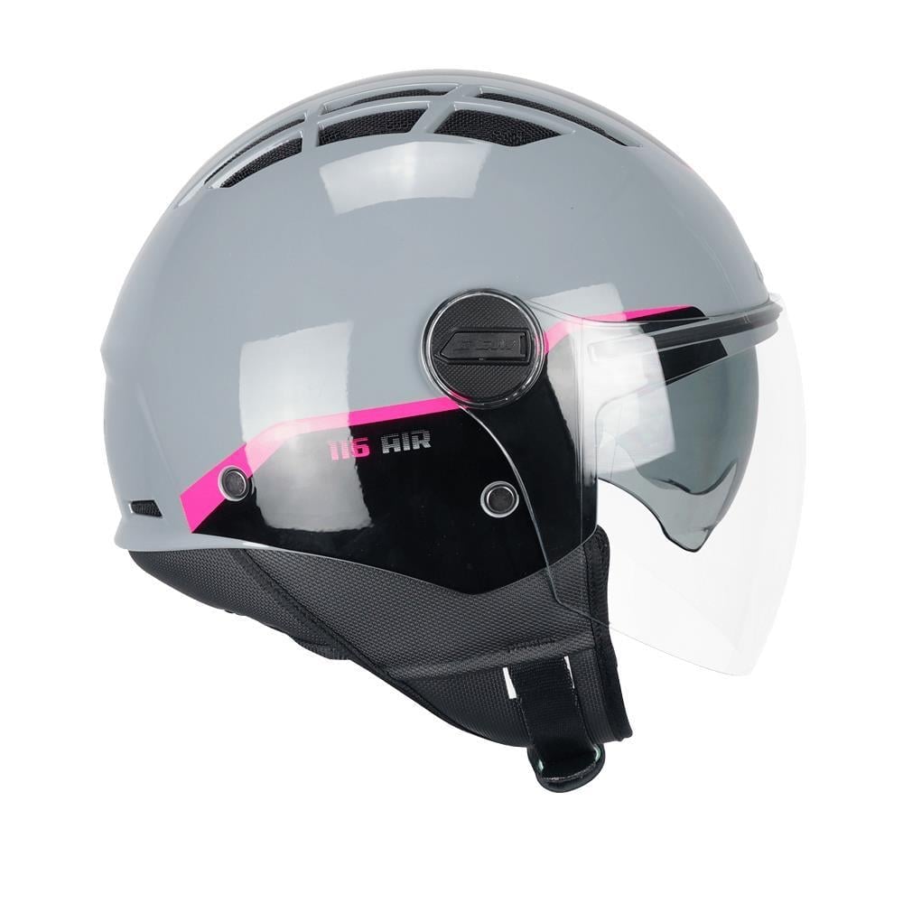 CGM 116G AIR BICO Açık Kask GRİ-PEMBE Uzun Vizör+Güneş Vizörlü -XL