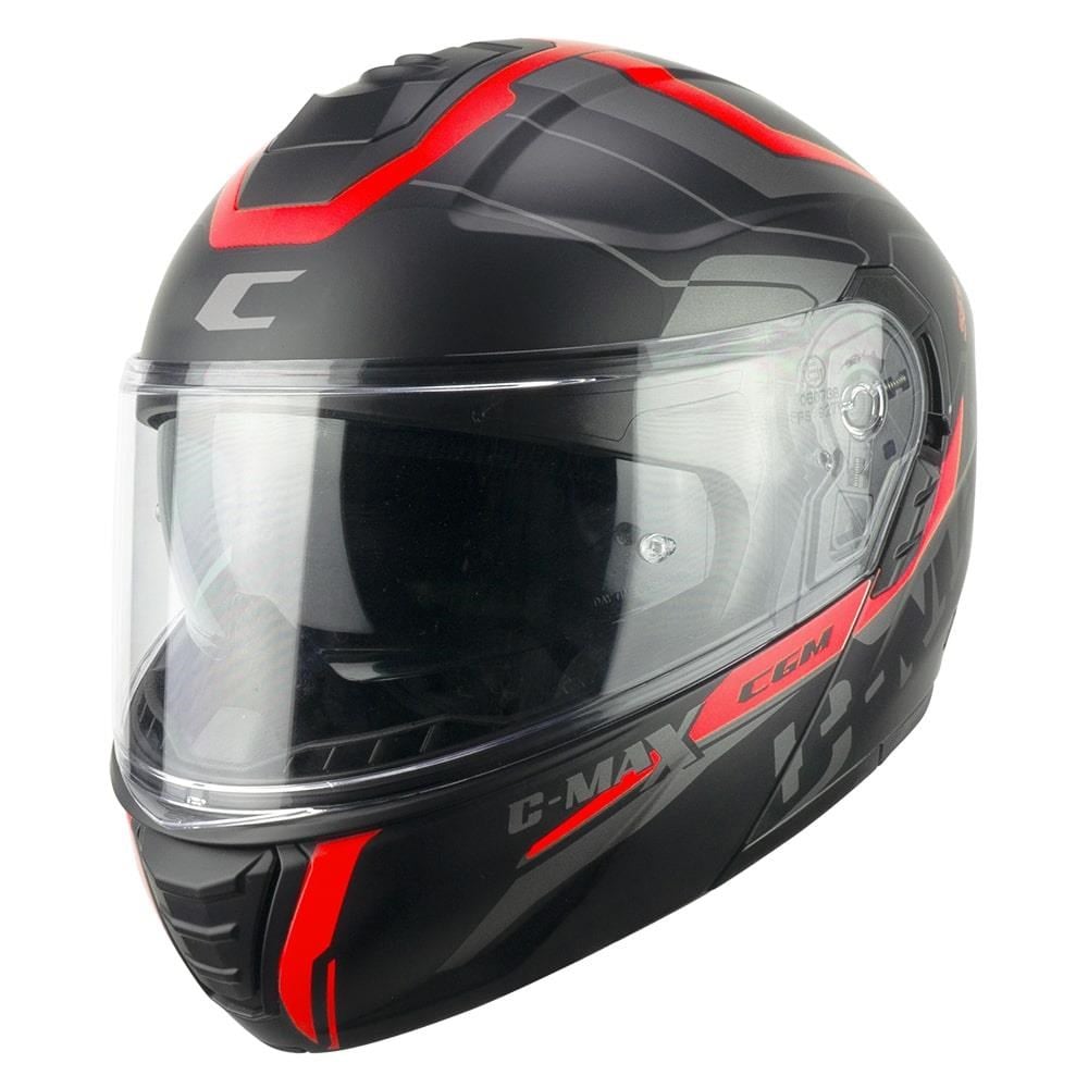 CGM 569G C-MAX CITY Çene Açılır Kask Siyah/Kırmızı-L