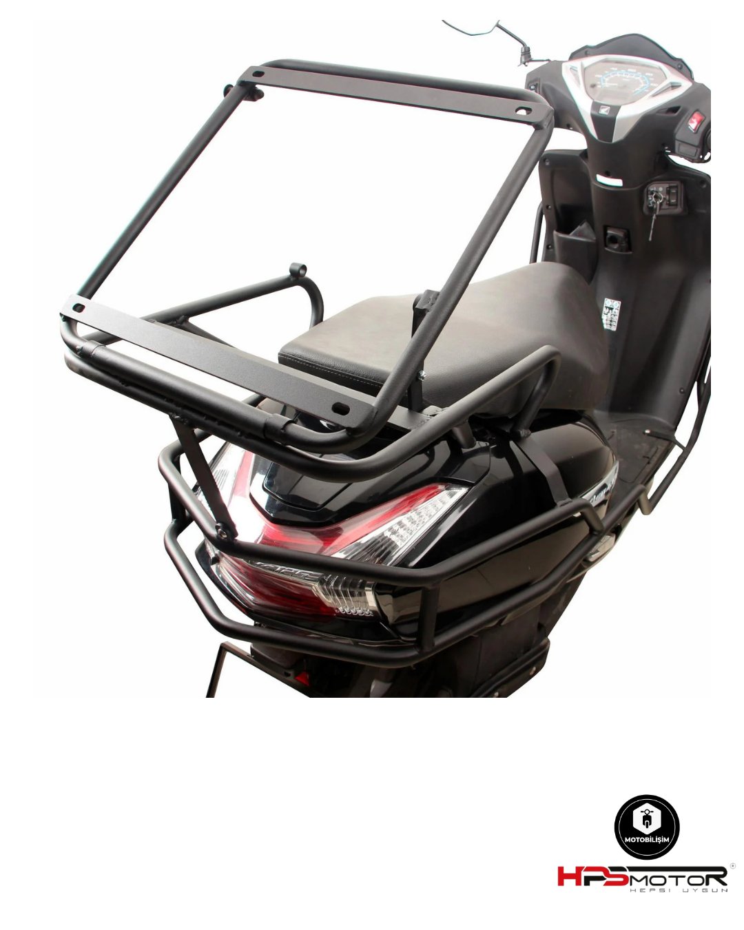 GP Kompozit Honda Activa 2023-2024 Uyumlu Damperli Arka Çanta Demiri Siyah