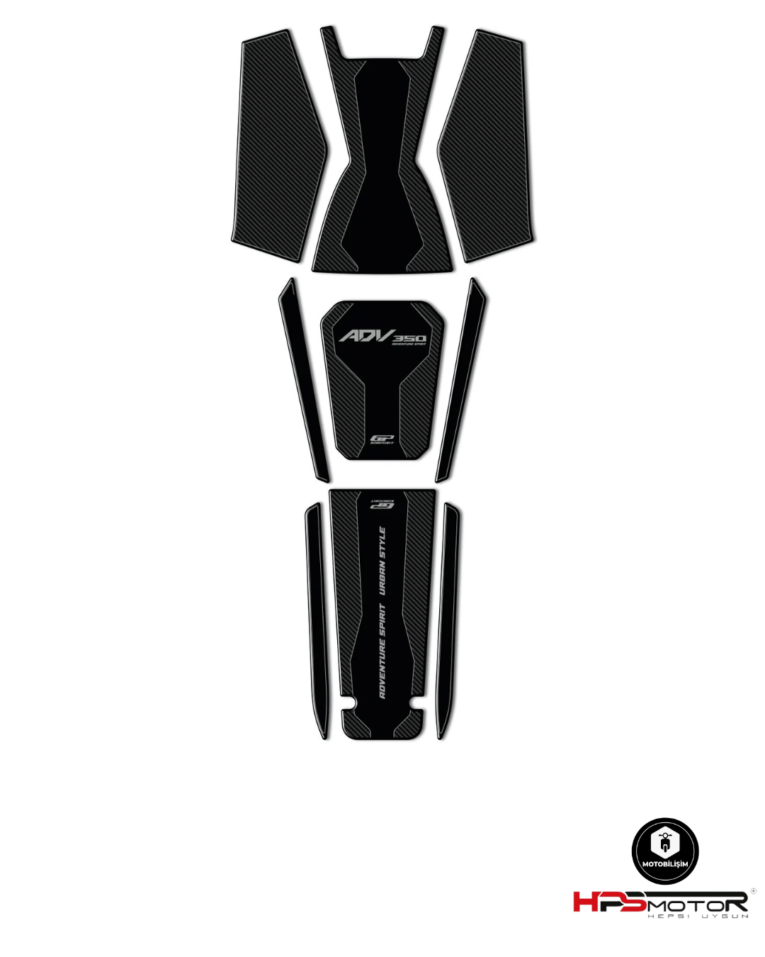 GP Kompozit Honda ADV 350 2023-2025 Uyumlu Tank Pad Seti Karbon