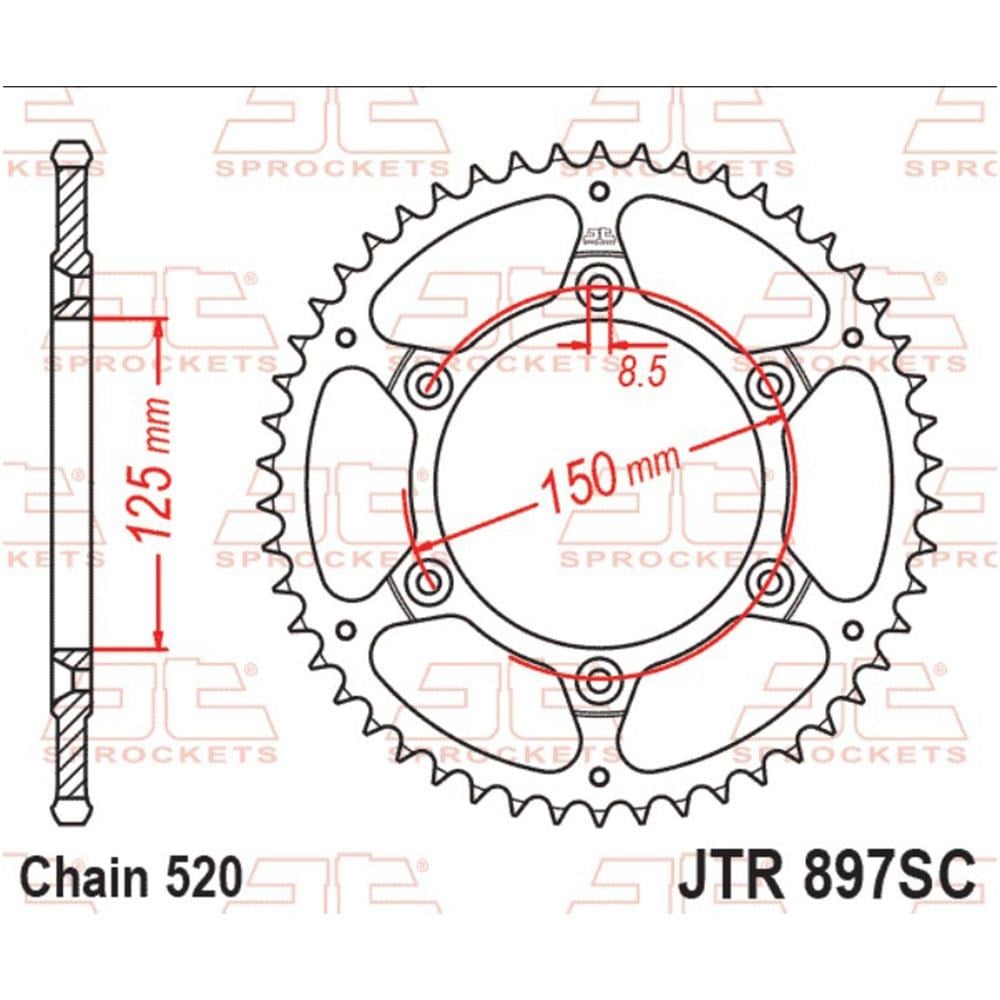 JT Hafif Arka Dişli 43 Diş KTM SMT890 24-26, 990 DUKE RC 24-26 JTR897.43SC