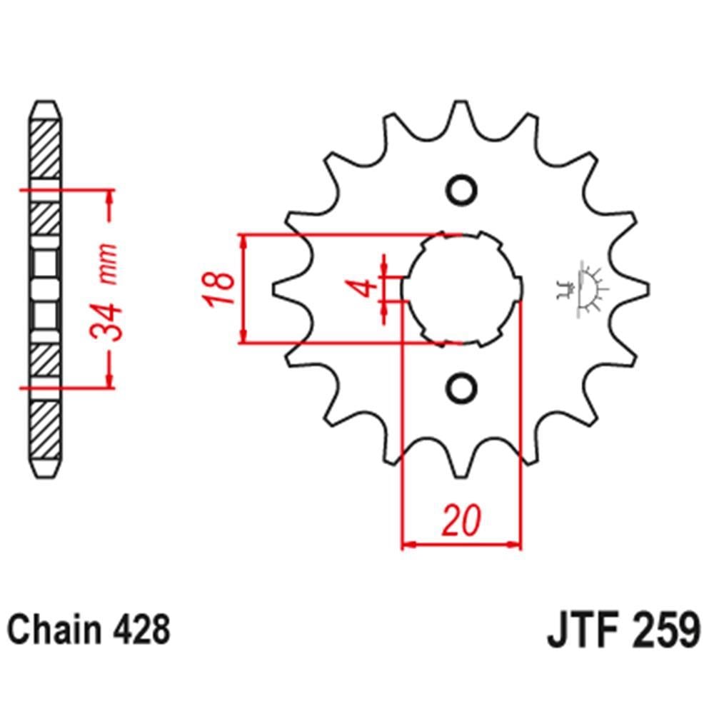 JT Motosiklet Çelik Ön Dişli JTF259.16