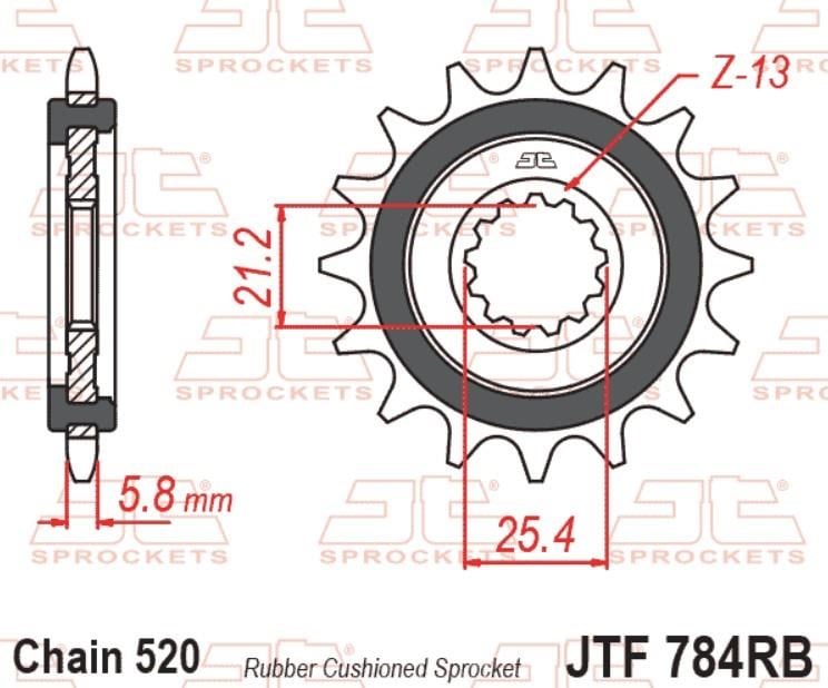JT Motosiklet Kauçuklu Ön Dişli 15 Diş CF MOTO 650NK/650MT 17-24, 700CL-X/700MT 21-25, BENELLİ TRK702X 23-24 JTF784.15RB