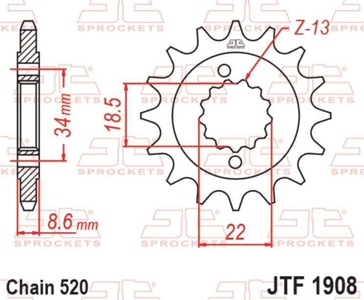 JT Ön Dişli Svartpilen Duke Dominar 250 JTF1908.14
