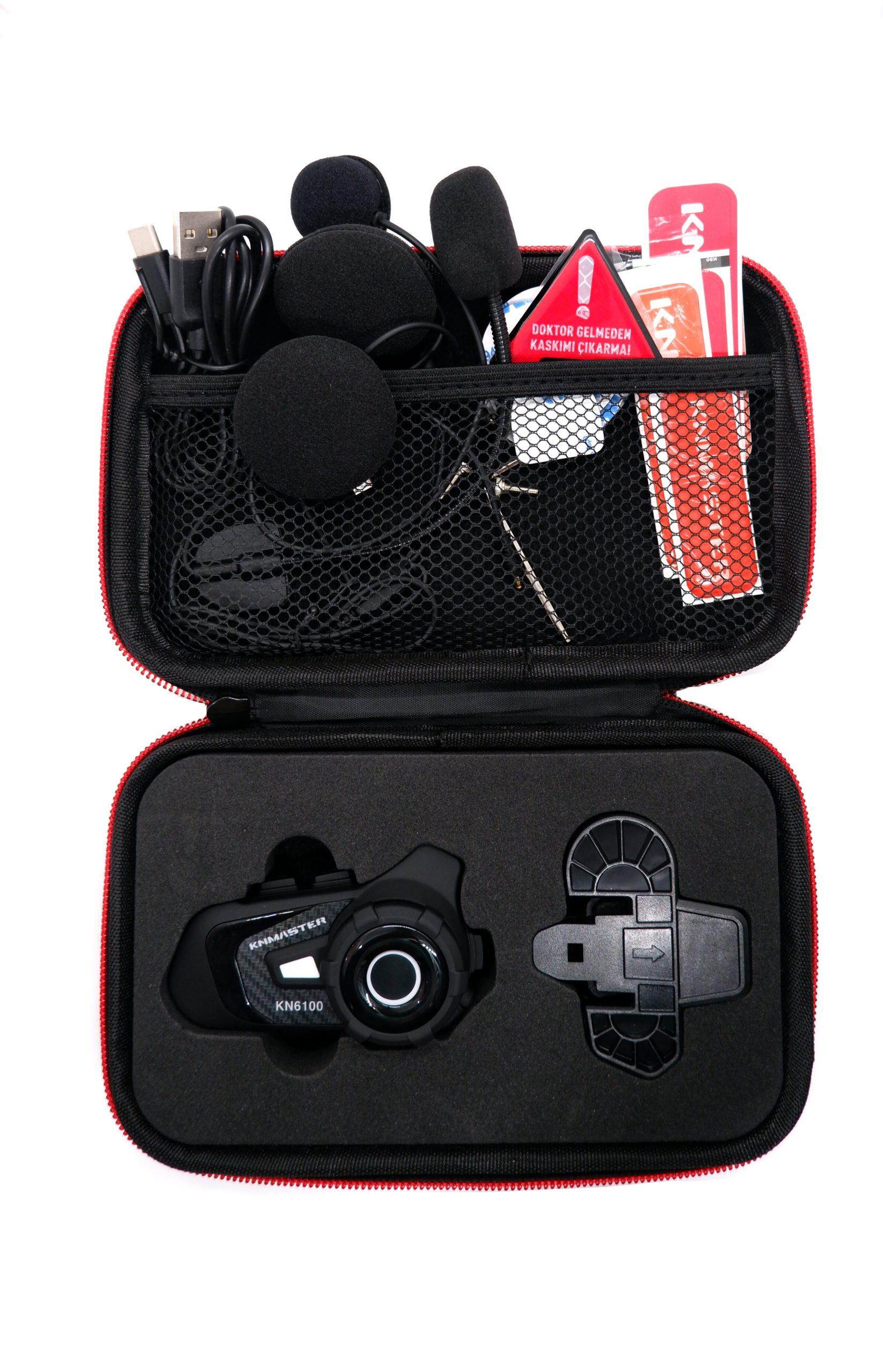 Knmaster KN6100 Motosiklet Kask İnterkom Bluetooth Intercom Kulaklık Seti Karbon