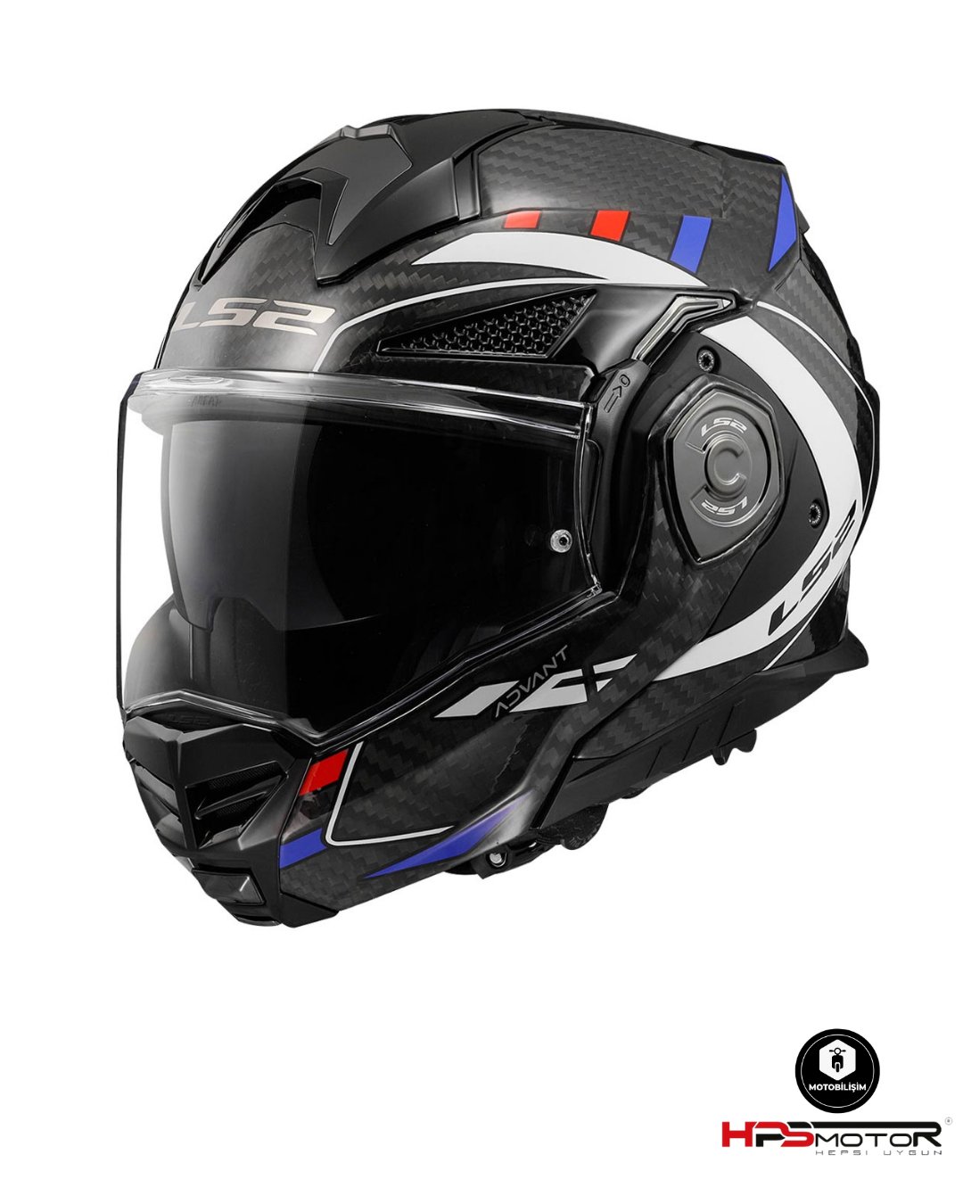 LS2 Advant X Carbon Future Kask Beyaz-Mavi-Kırmızı