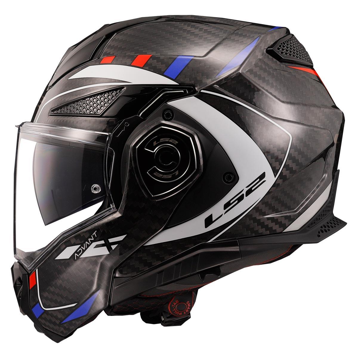 LS2 Advant X Carbon Future Kask Beyaz-Mavi-Kırmızı