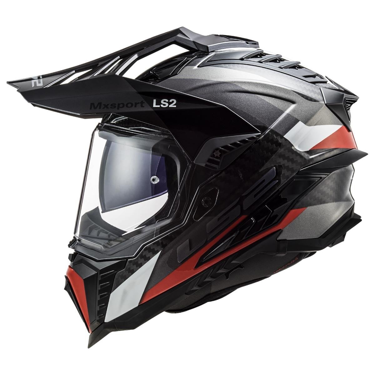 LS2 Explorer C Karbon Frontier Titanyum-Kırmızı Kask