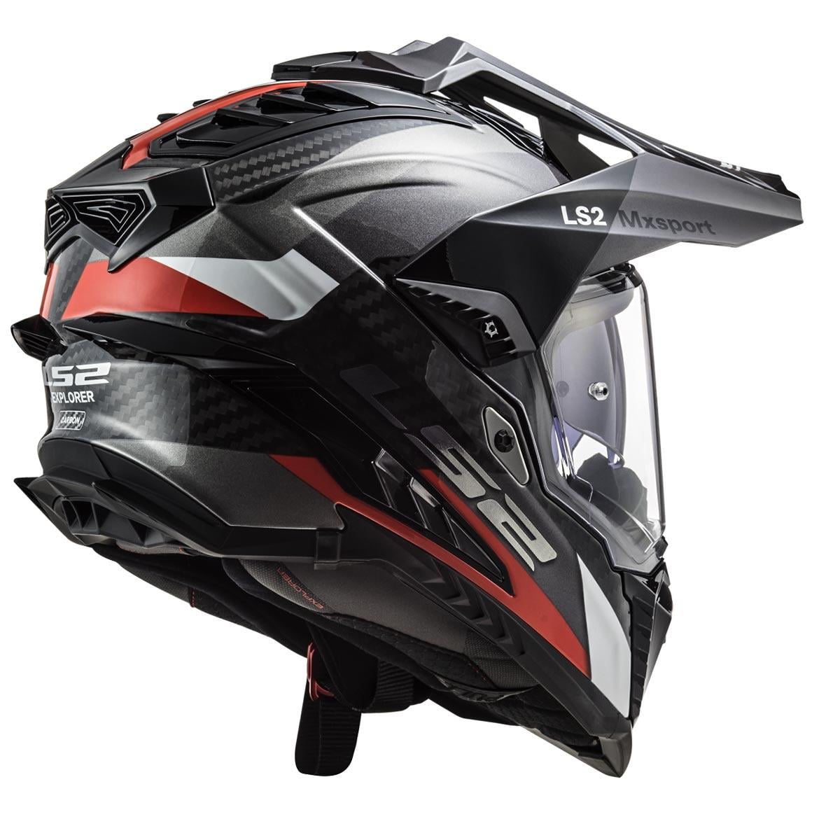 LS2 Explorer C Karbon Frontier Titanyum-Kırmızı Kask
